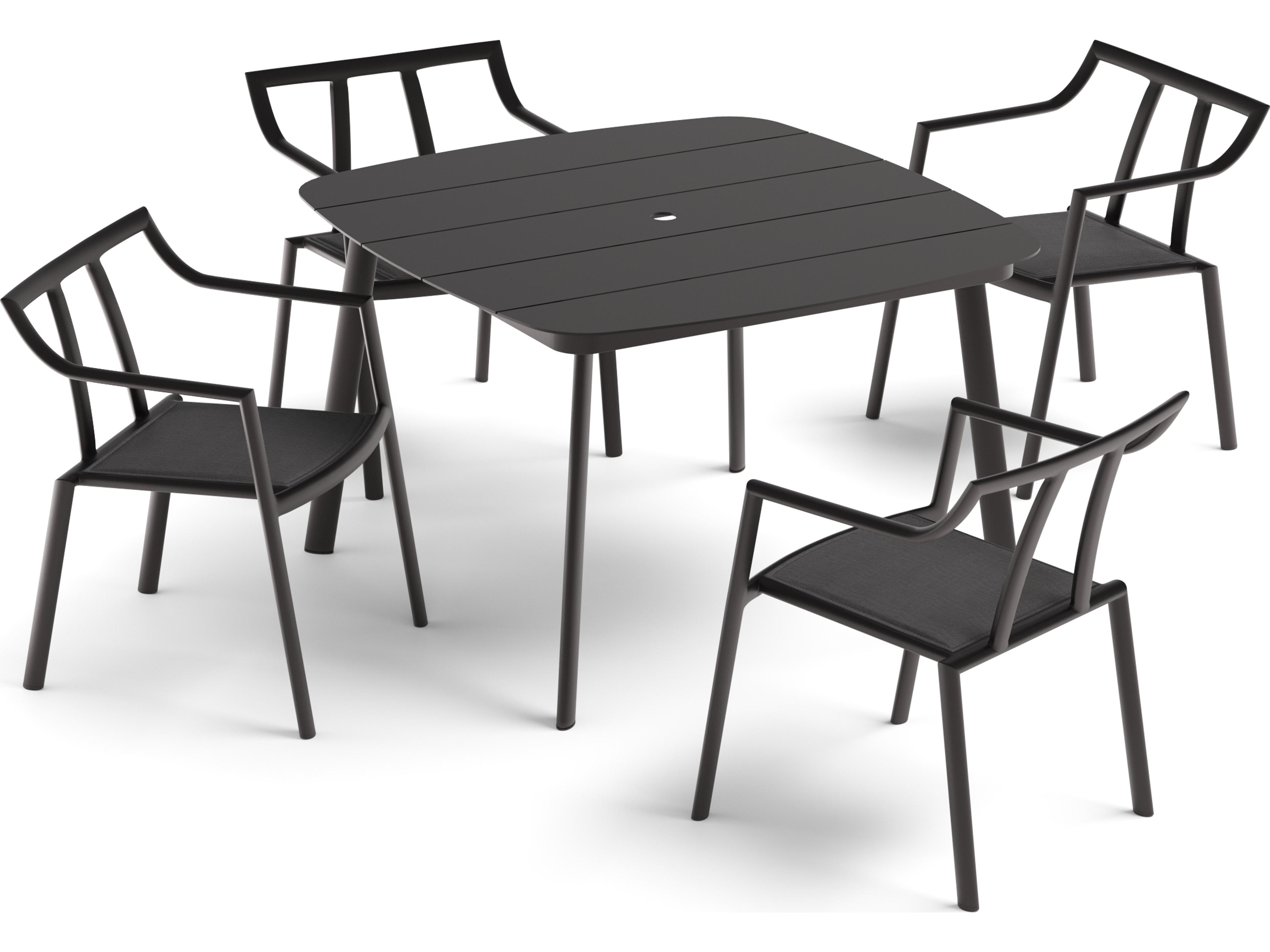 Oxford Garden Markoe Aluminum Carbon 5 Piece Outdoor Patio Dining Set