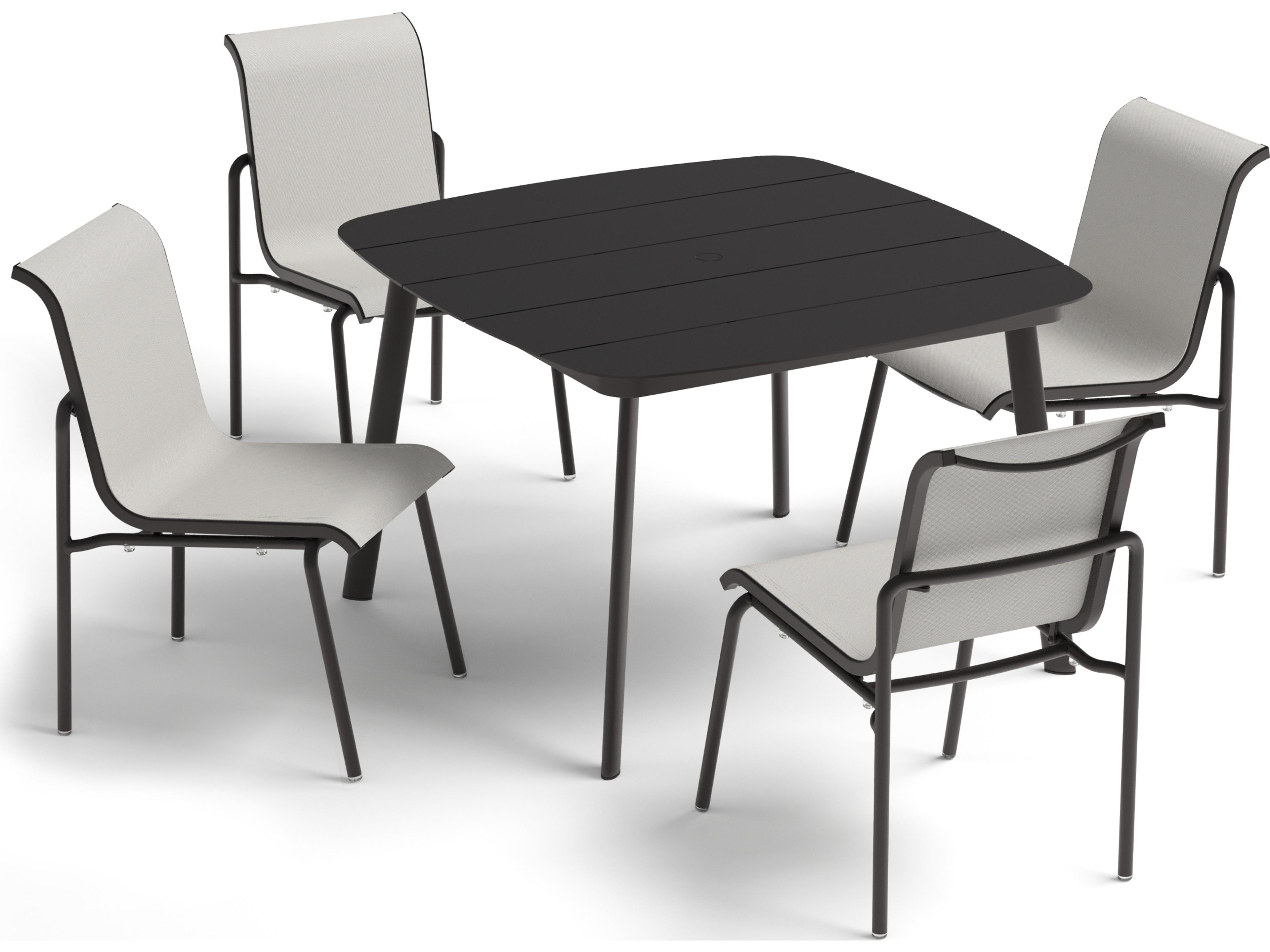 Oxford Garden Orso Aluminum Carbon 5 Piece Outdoor Dining Set with Fog Sling