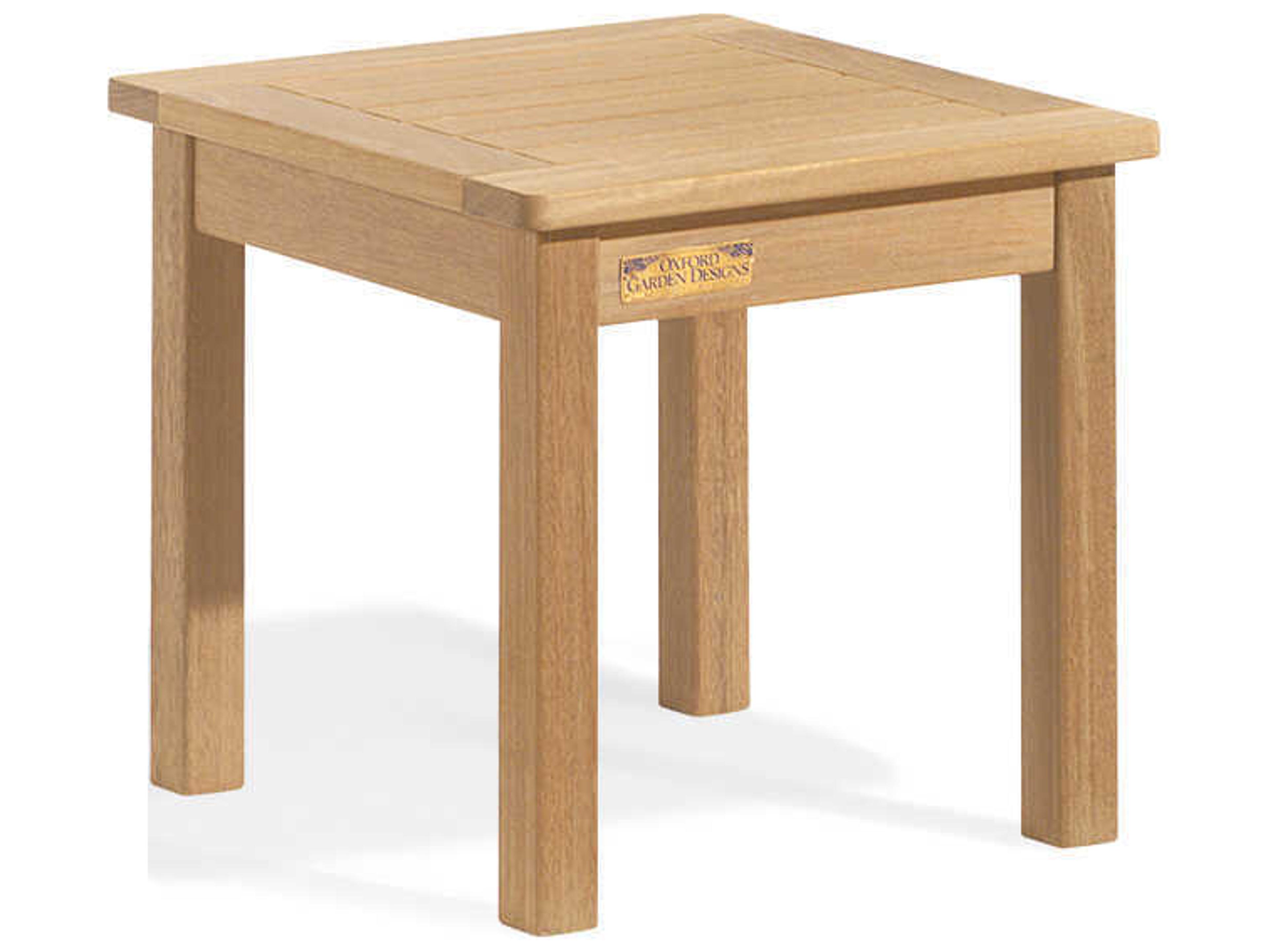 Oxford Garden Classic Teak Natural Square Outdoor Patio End Table