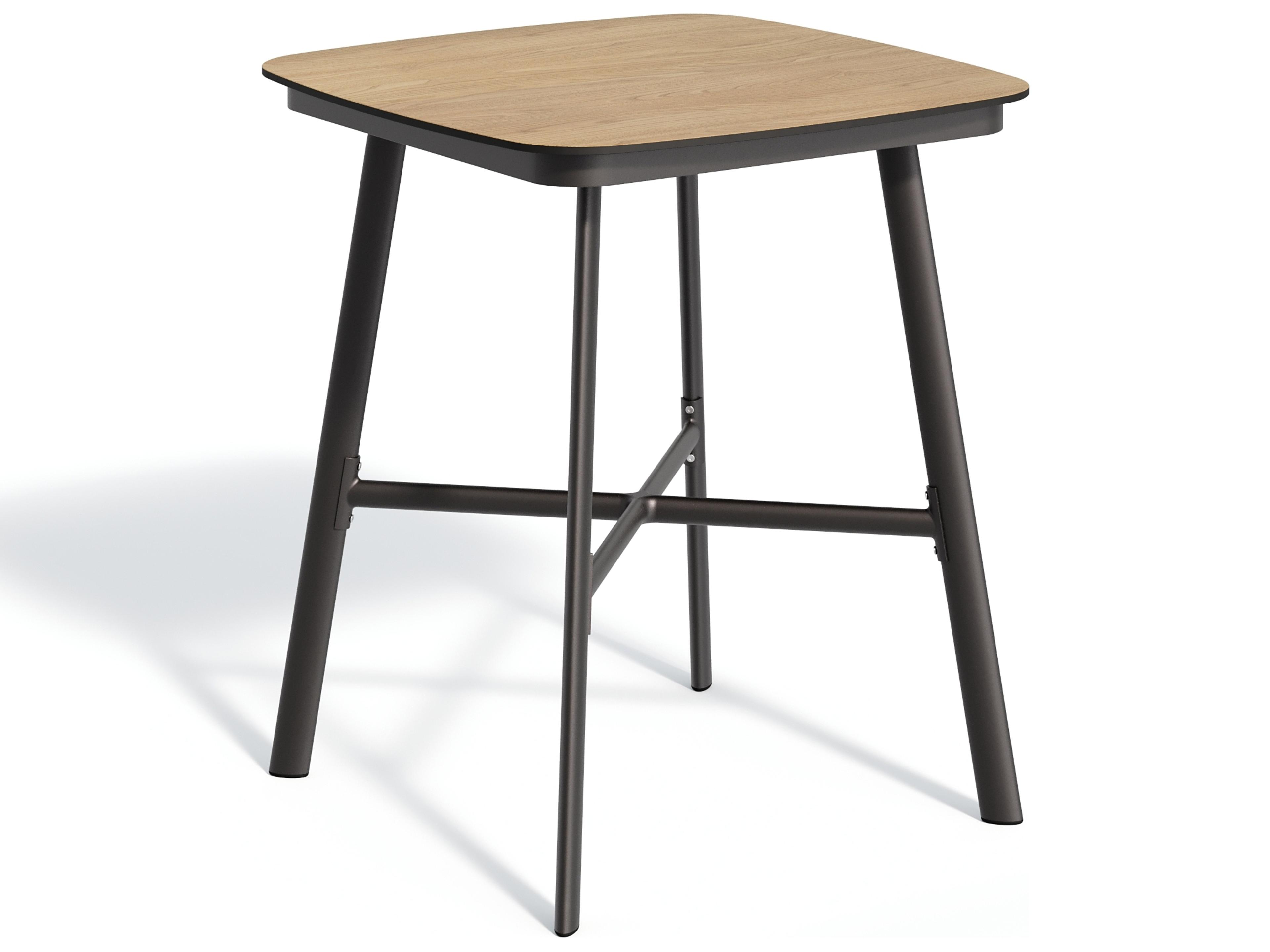 Oxford Garden Eiland Aluminum Carbon Square HPL Top Outdoor Patio Bar Table