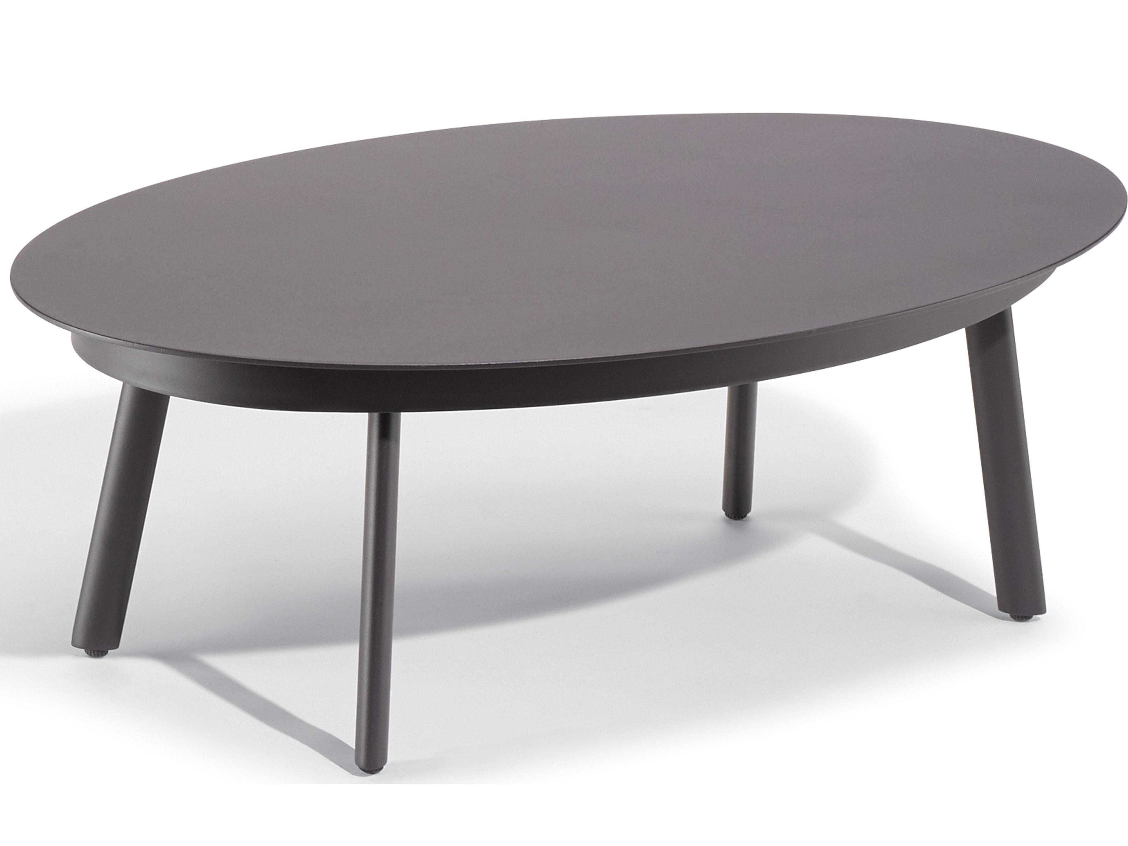 Oxford Garden Eiland Aluminum Carbon Oval Patio Coffee Table