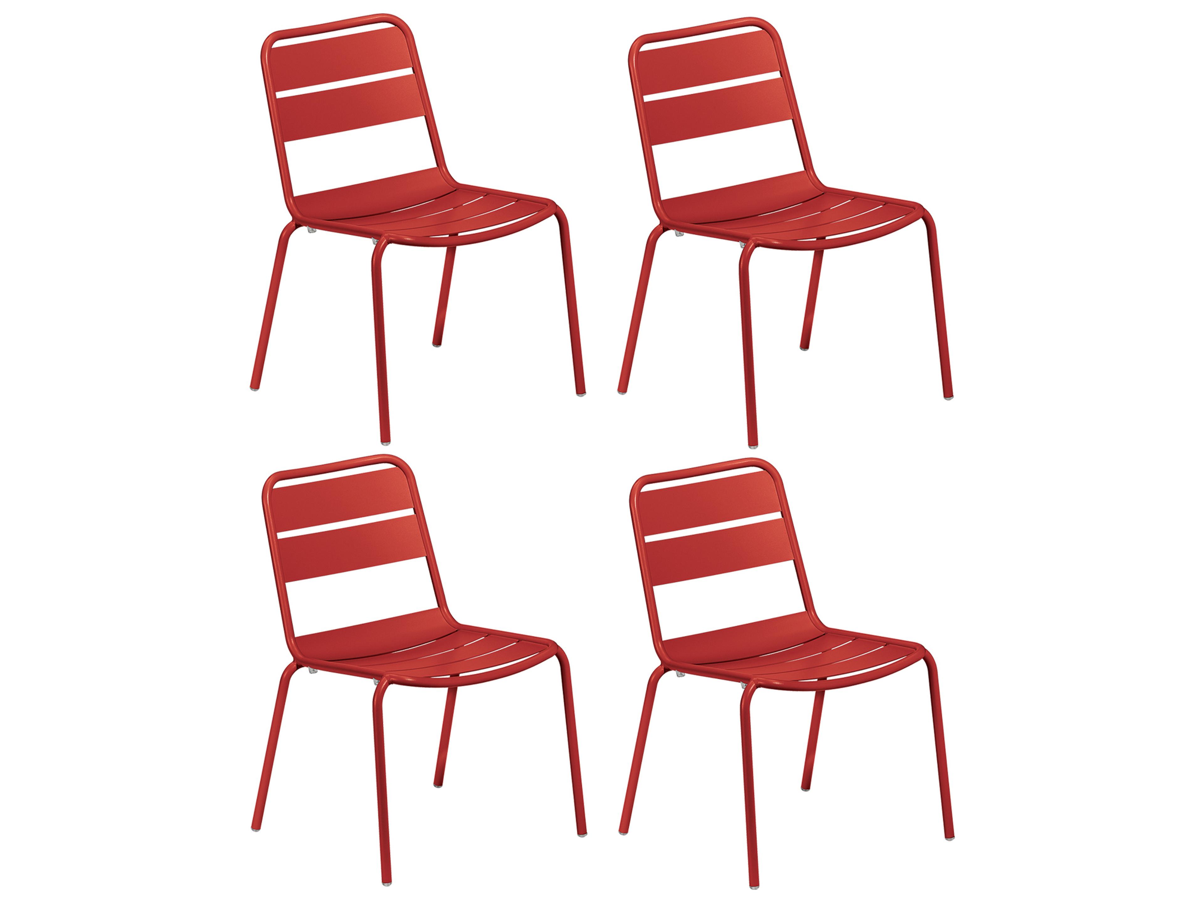 Oxford Garden Kapri Aluminum Venetian Stackable Outdoor Patio Dining Side Chair Set of 4