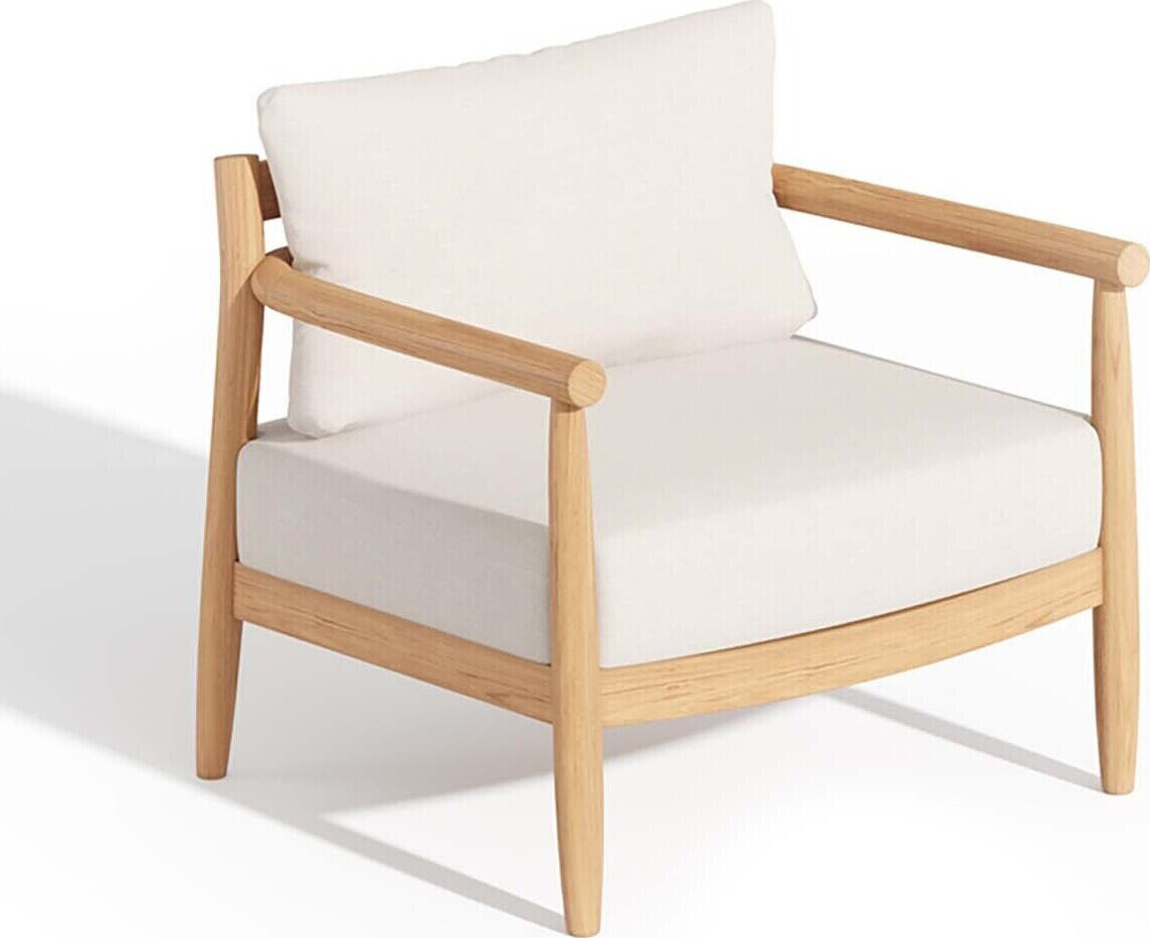 Oxford Garden Lido Teak Natural Outdoor Lounge Chair with Bliss Linen Cushions