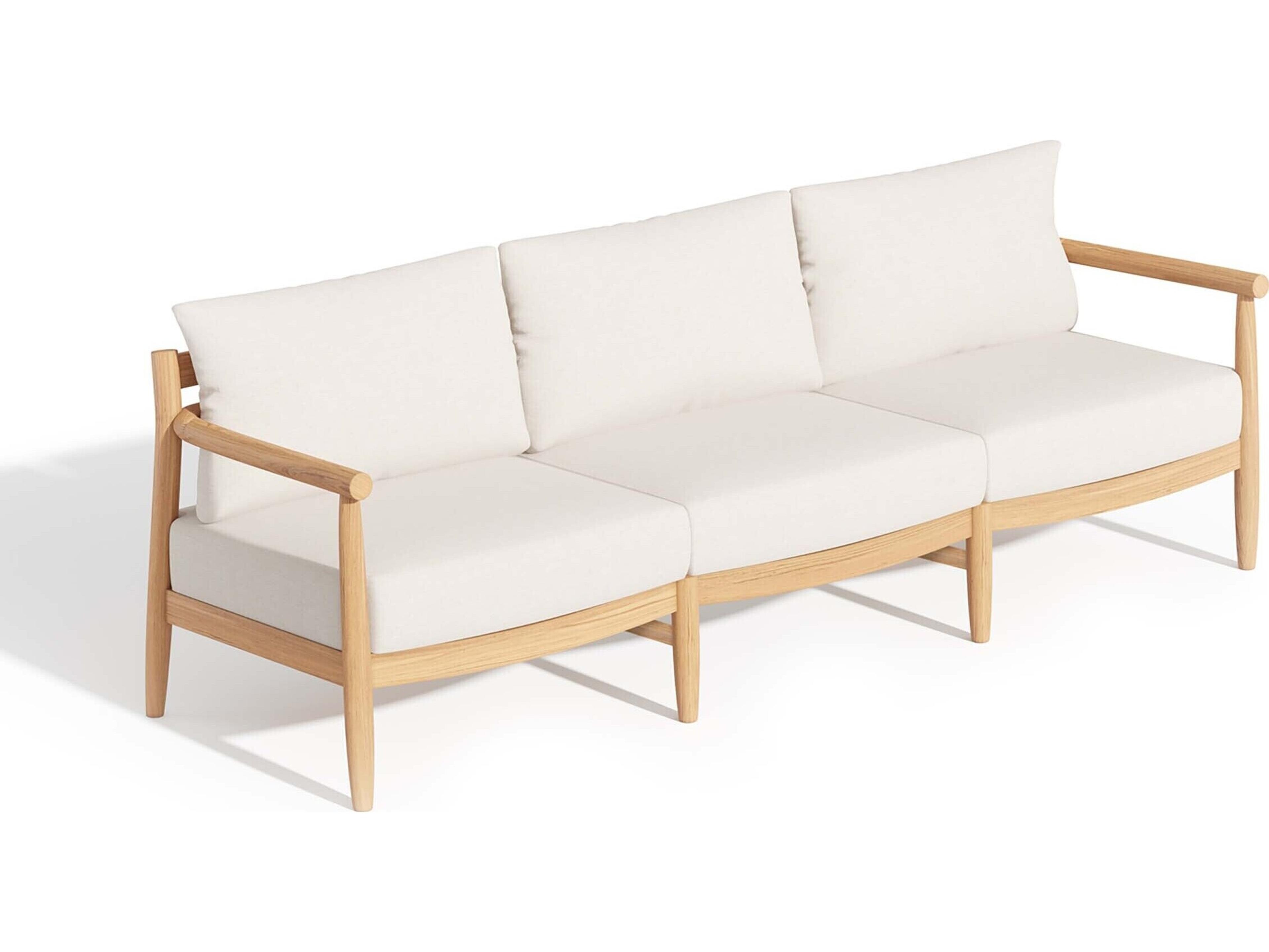 Oxford Garden Lido Teak Natural Patio Sofa with Bliss Linen Cushions