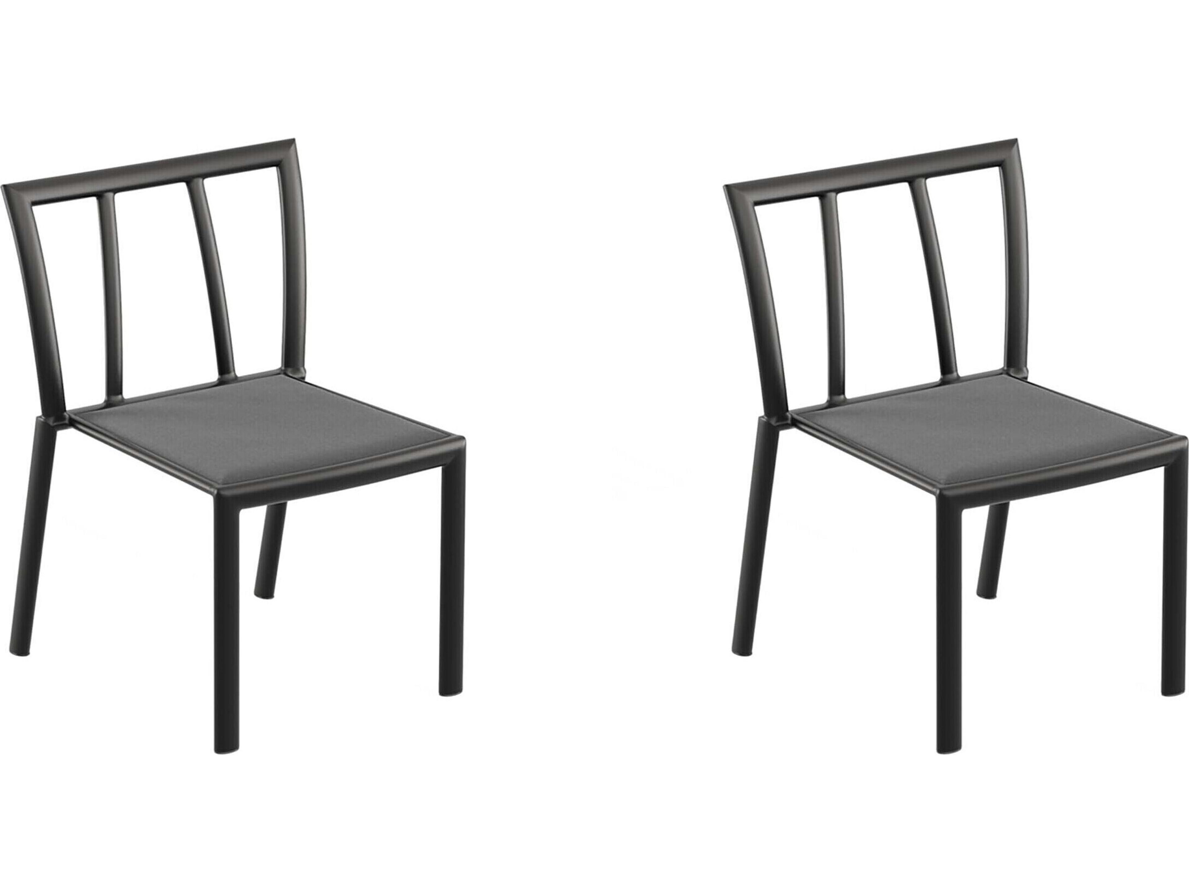 Oxford Garden Markoe Aluminum Carbon Stackable Patio Dining Side Chair Set of 2