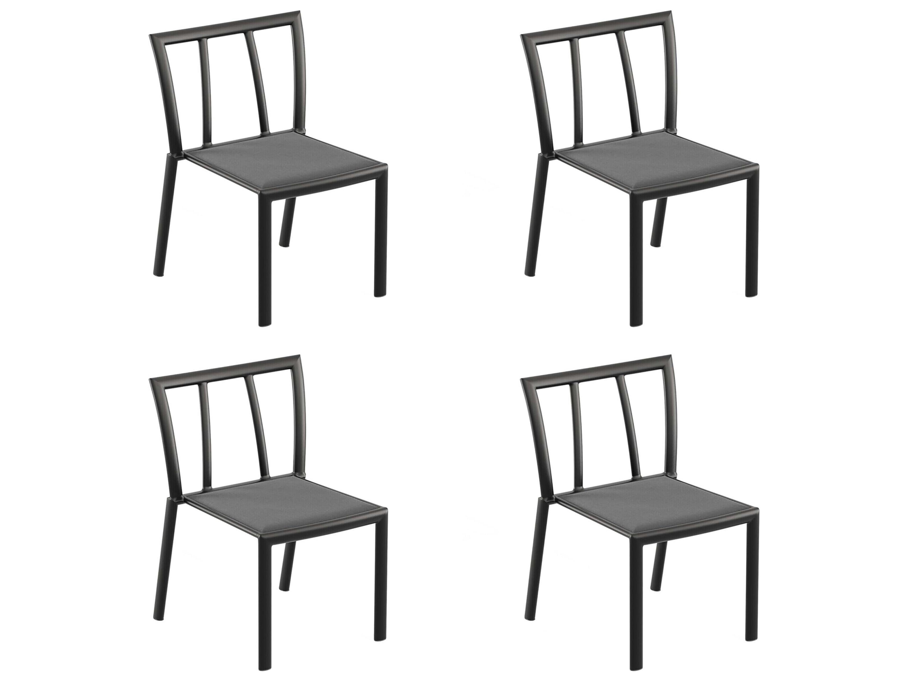 Oxford Garden Markoe Aluminum Carbon Stackable Outdoor Dining Side Chair Set of 4