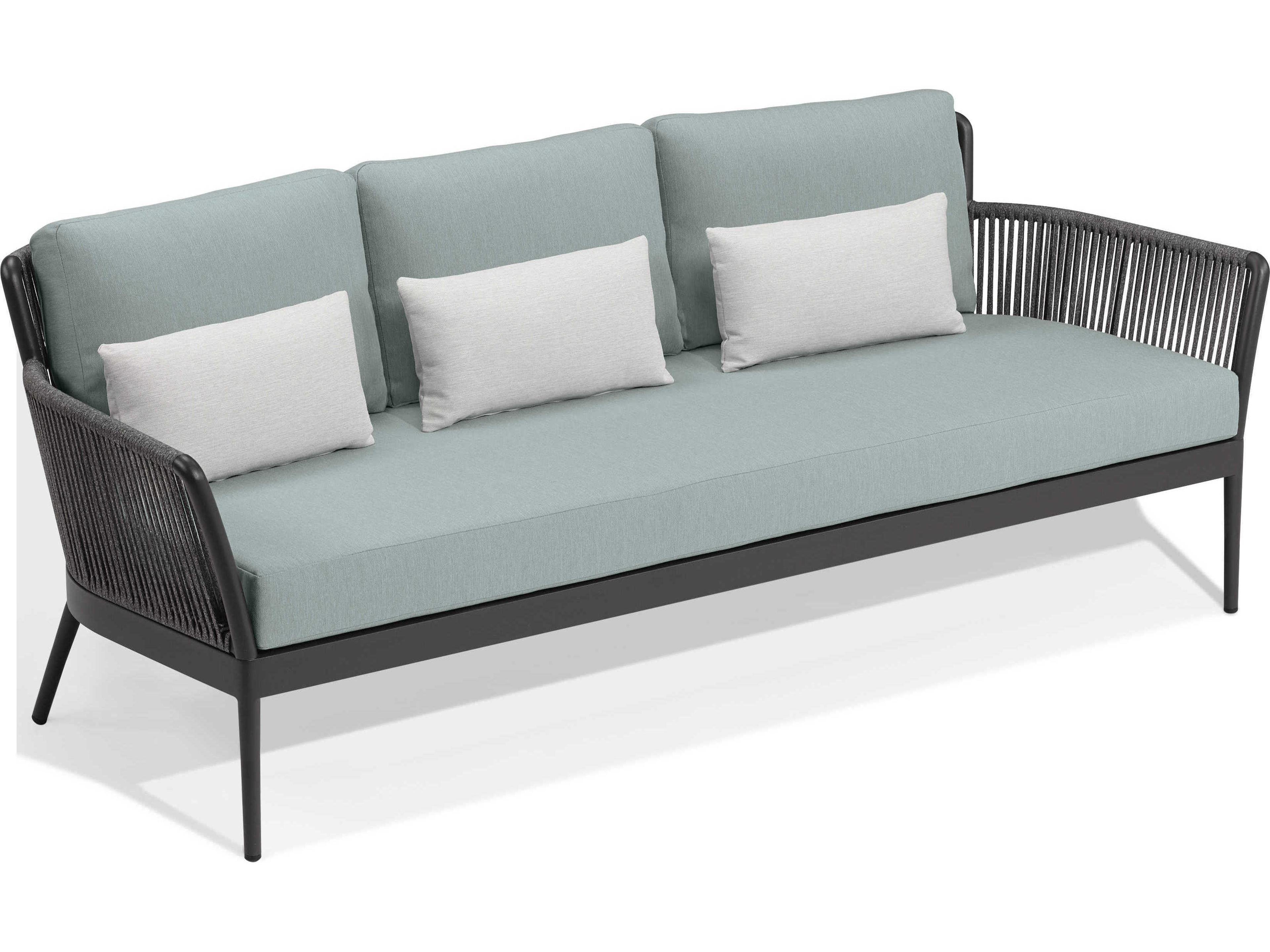 Oxford Garden Nette Aluminum Seafoam and Salt Cushion Sofa
