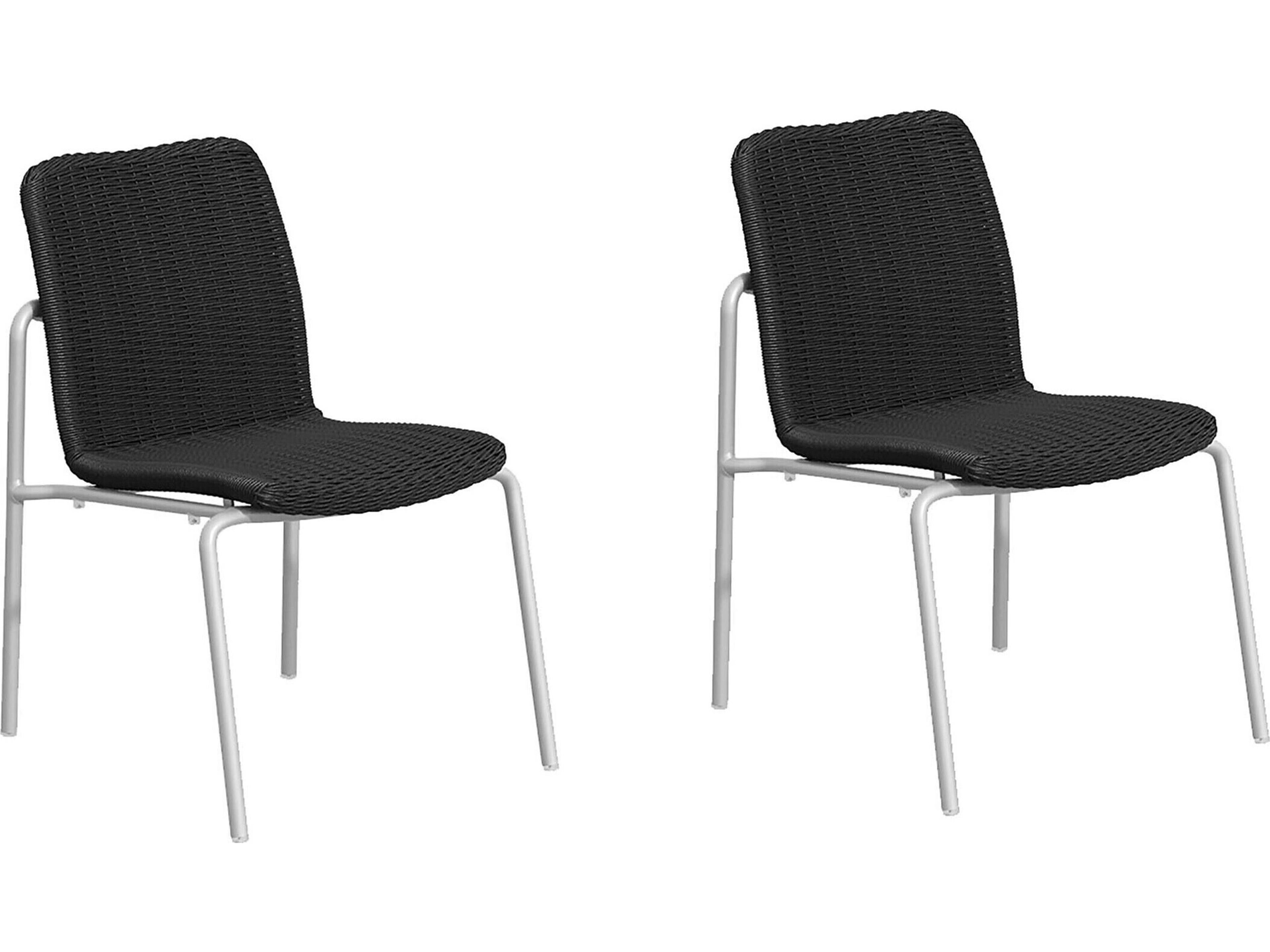 Oxford Garden Orso Wicker Shadow Stackable Outdoor Patio Dining Side Chair Set of 2