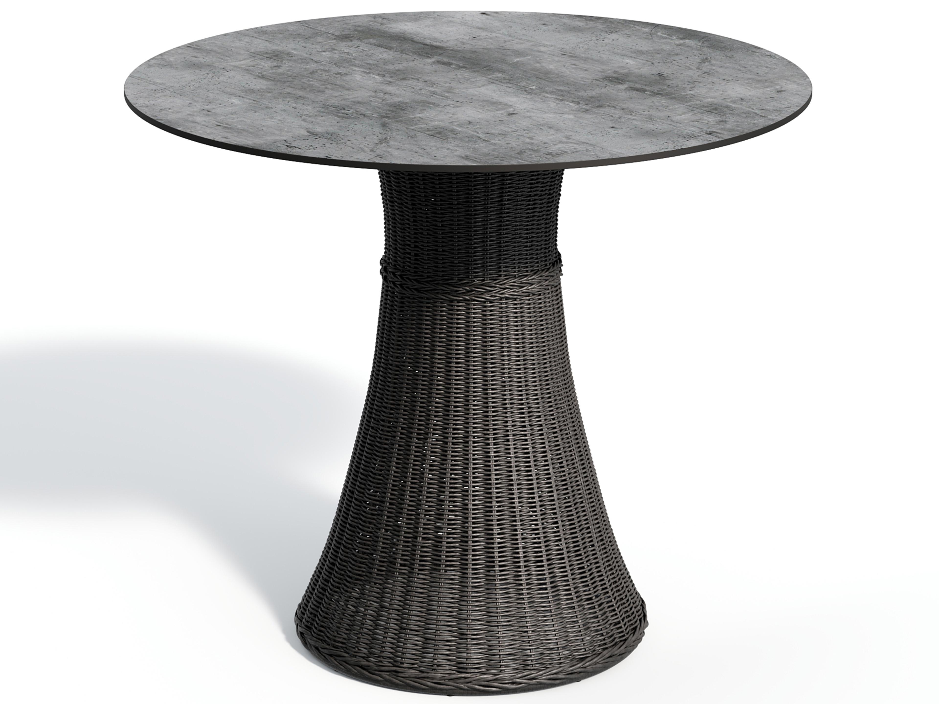 Oxford Garden Tulle Wicker Shadow-Mena Round Skyline Top Outdoor Patio Bar Table