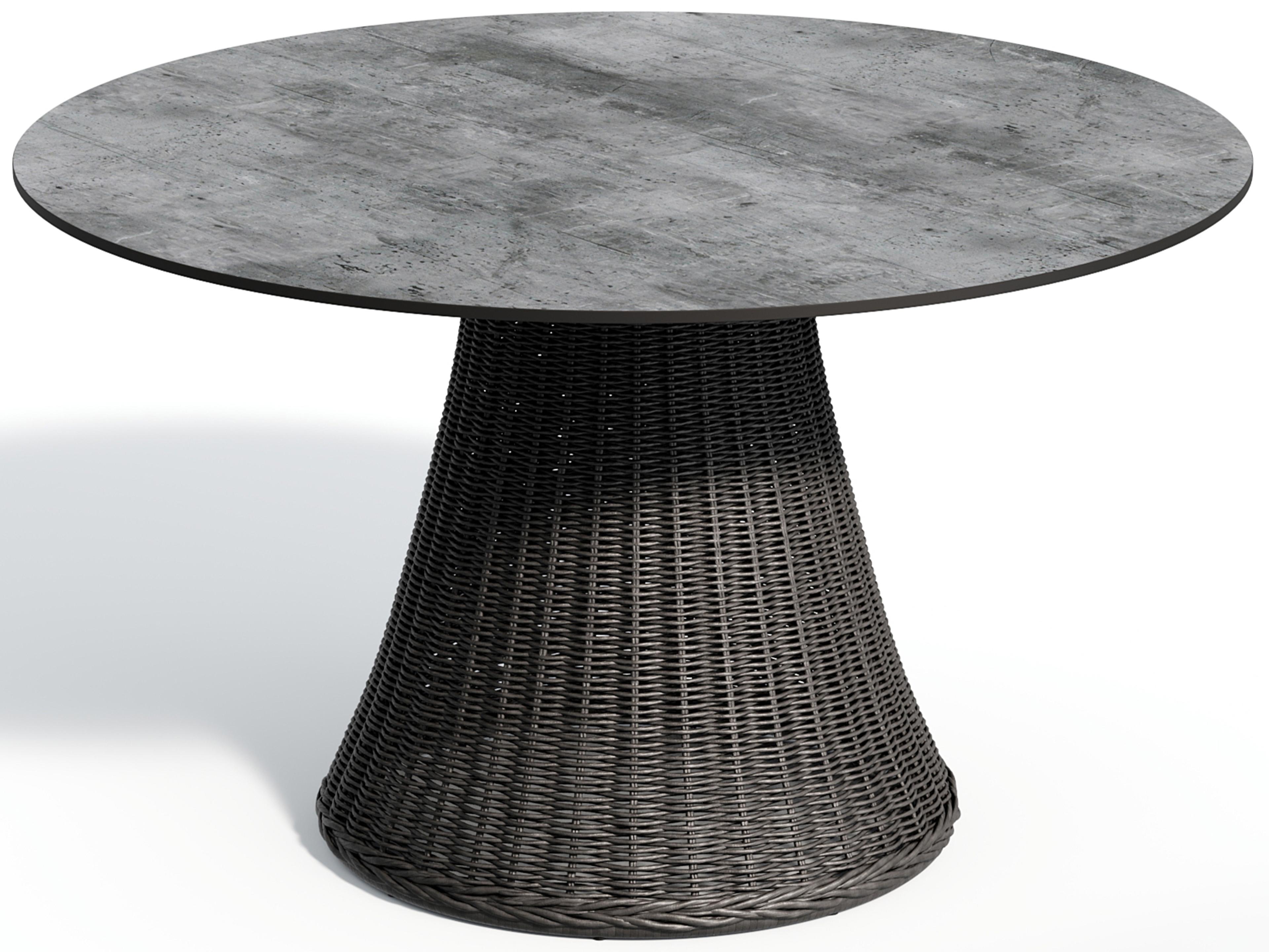 Oxford Garden Tulle Wicker Shadow-Mena Round Skyline Top Outdoor Patio Dining Table