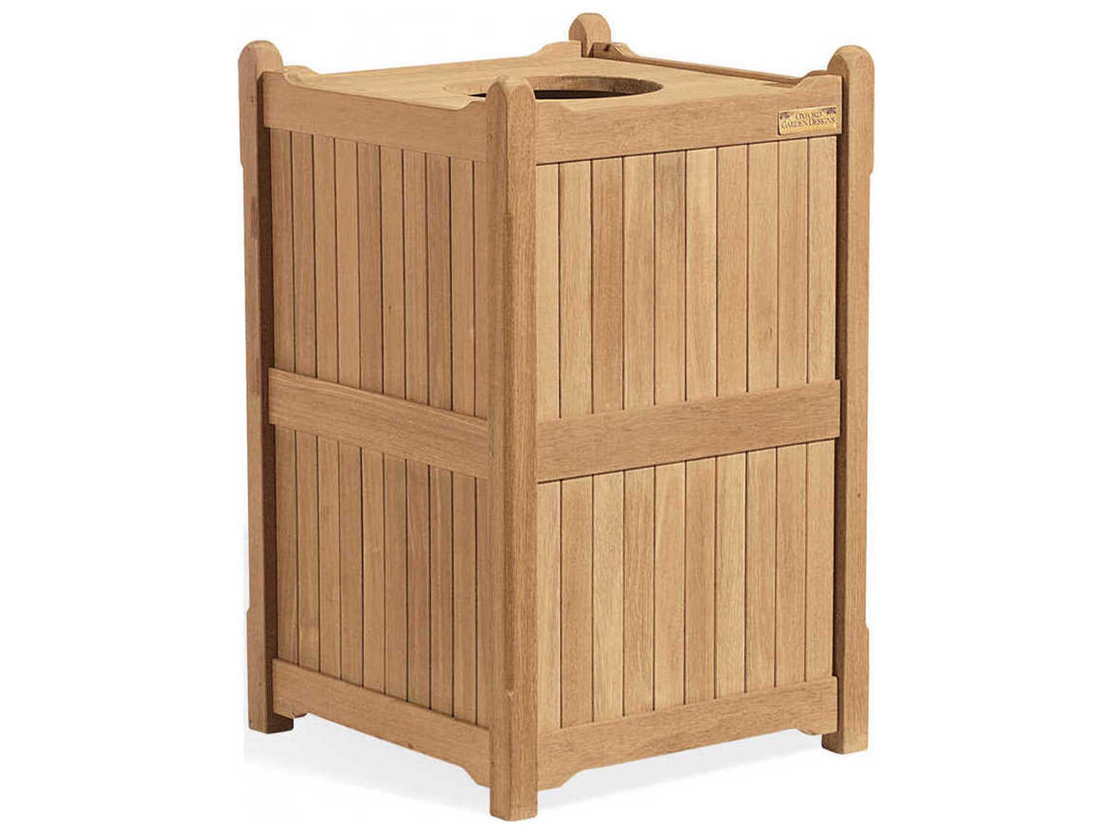 Oxford Garden Accessories Teak Natural 22'' Trash Receptacle