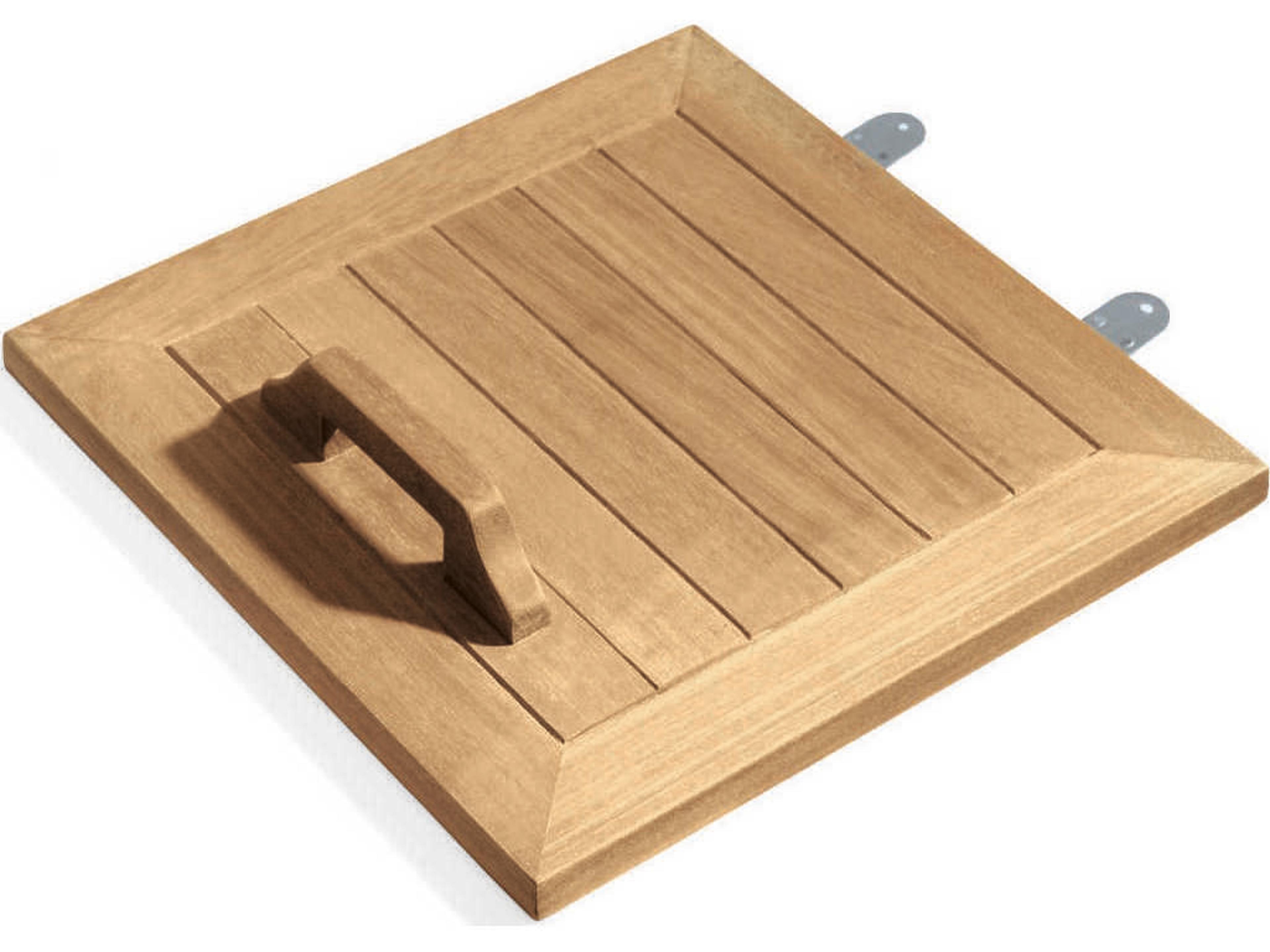 Oxford Garden Accessories Teak Natural Trash Receptacle with Hinged Lid