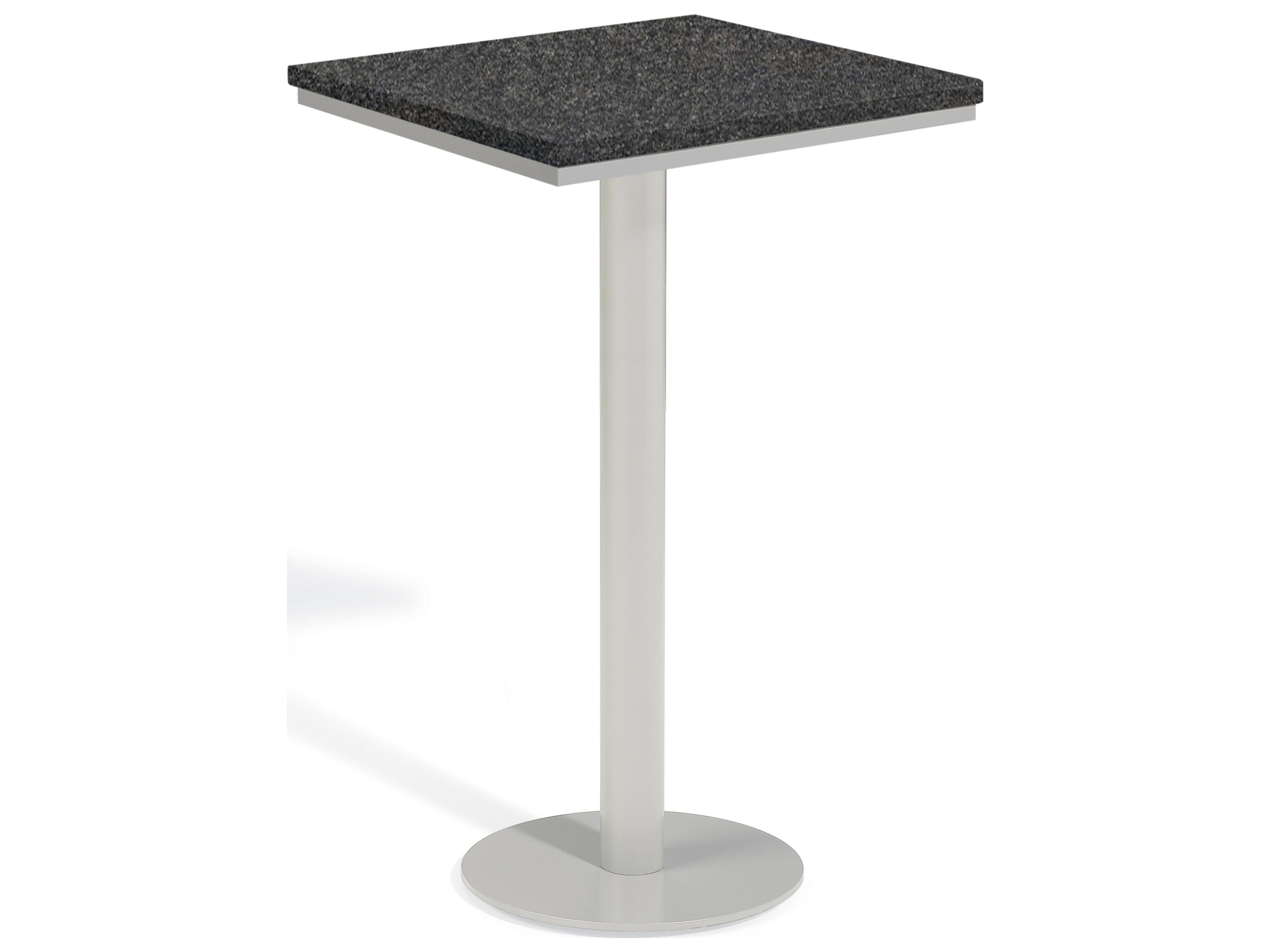 Oxford Garden Travira Aluminum Flint Square Granite Top Patio Bar Table