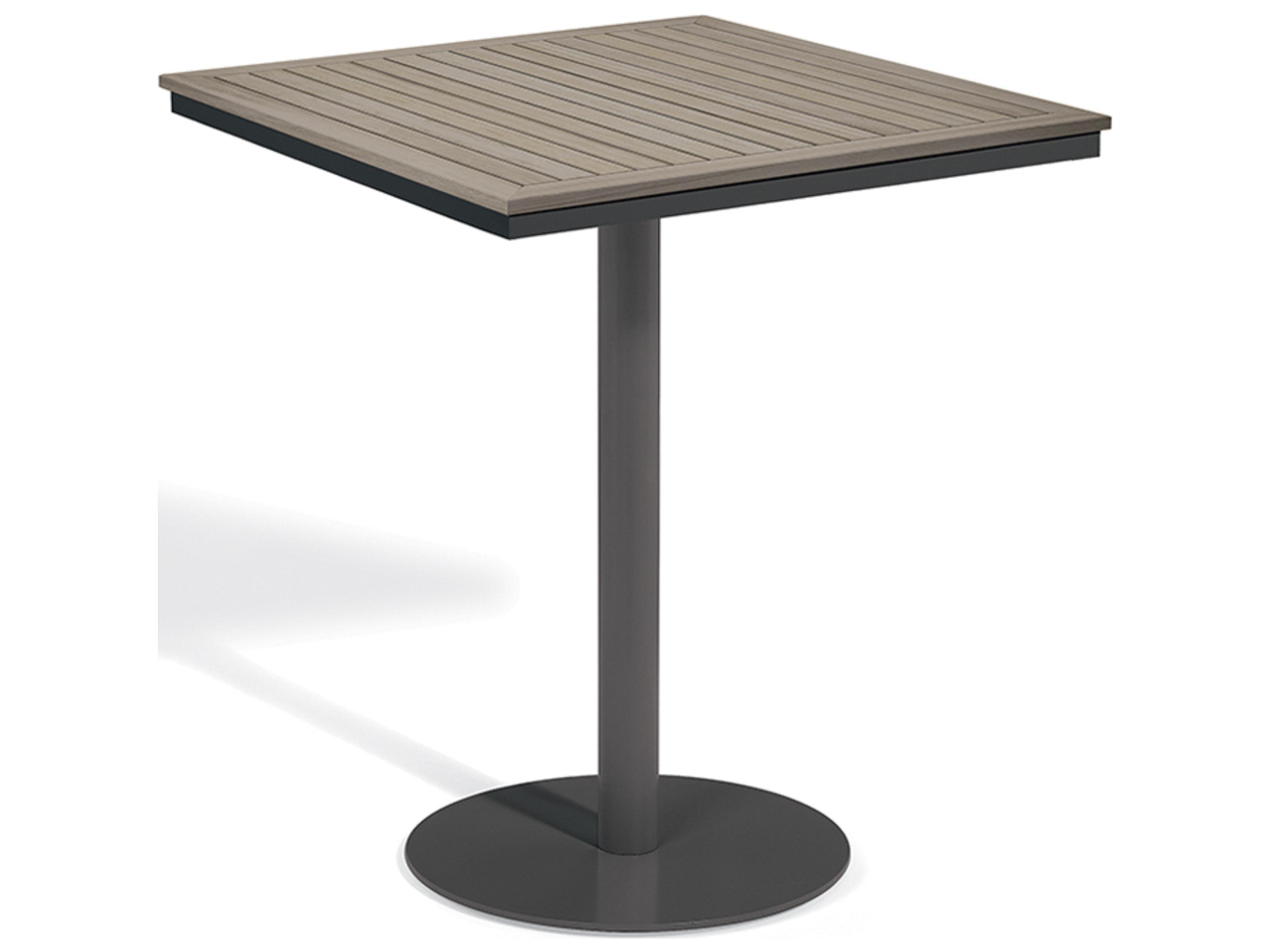 Oxford Garden Travira Aluminum Carbon Square Tekwood Top Outdoor Patio Bar Table
