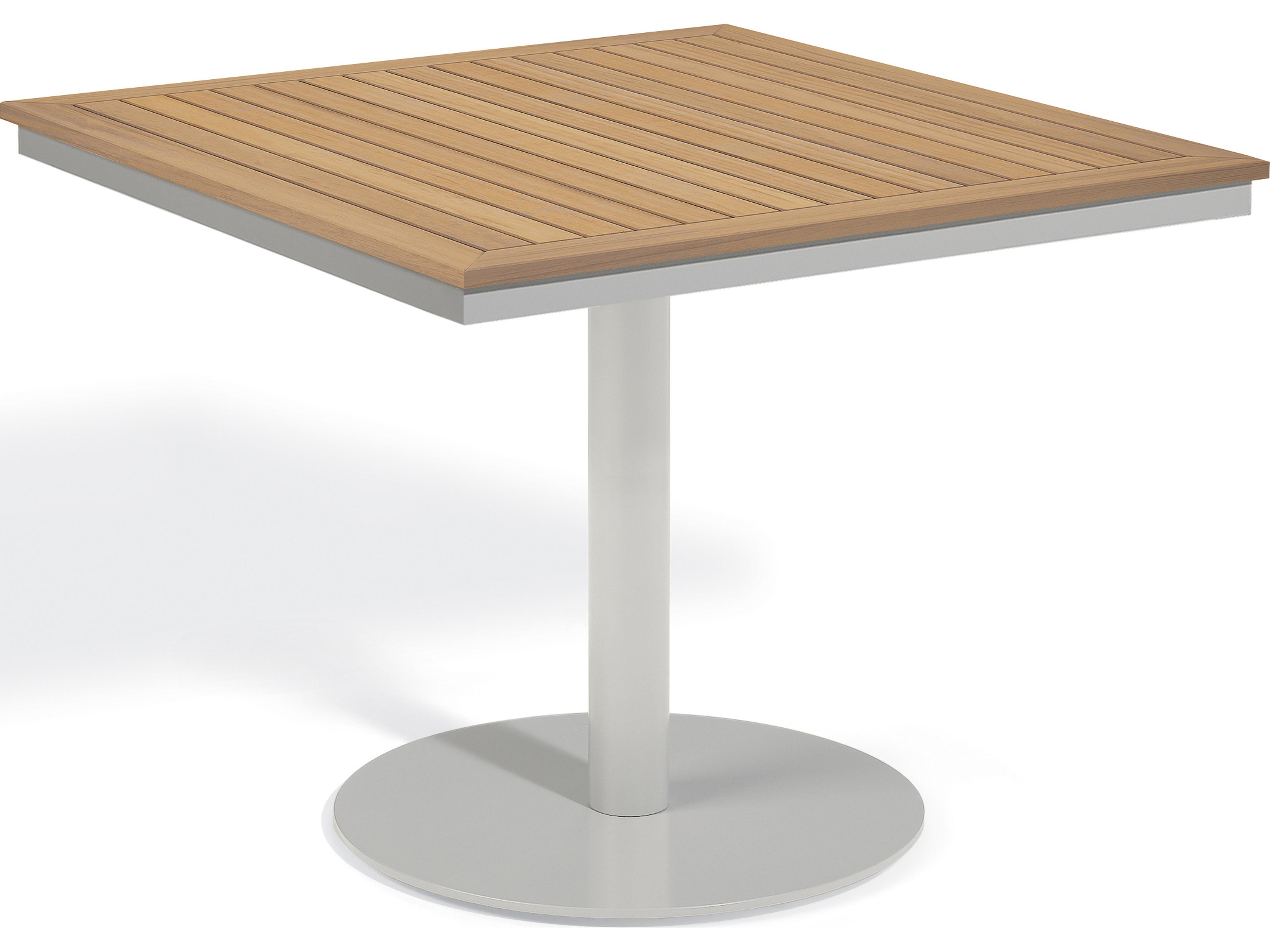 Oxford Garden Travira Aluminum Flint Square Tekwood Top Outdoor Patio Bistro Table