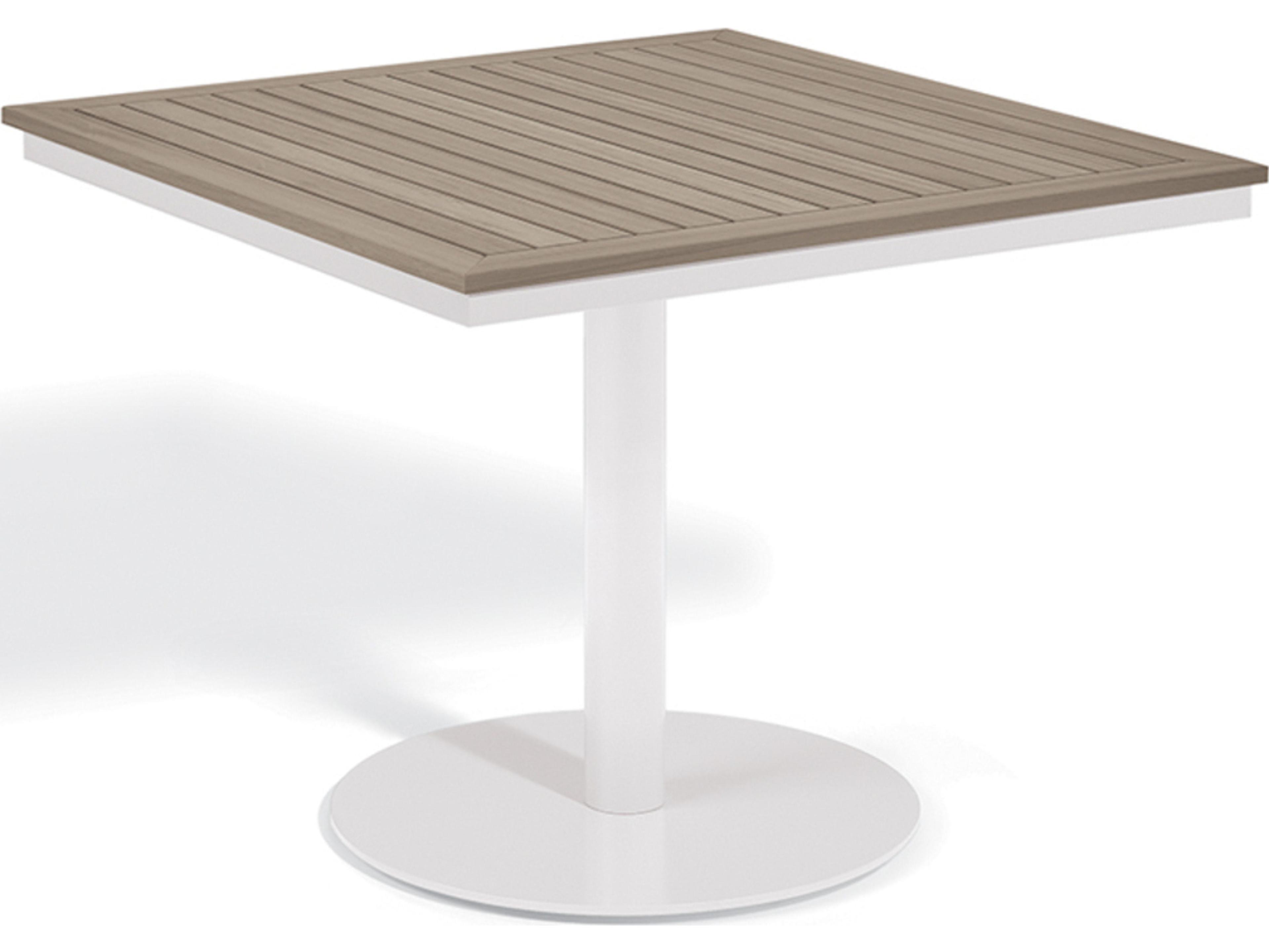 Oxford Garden Travira Aluminum Chalk Square Tekwood Top Outdoor Bistro Table