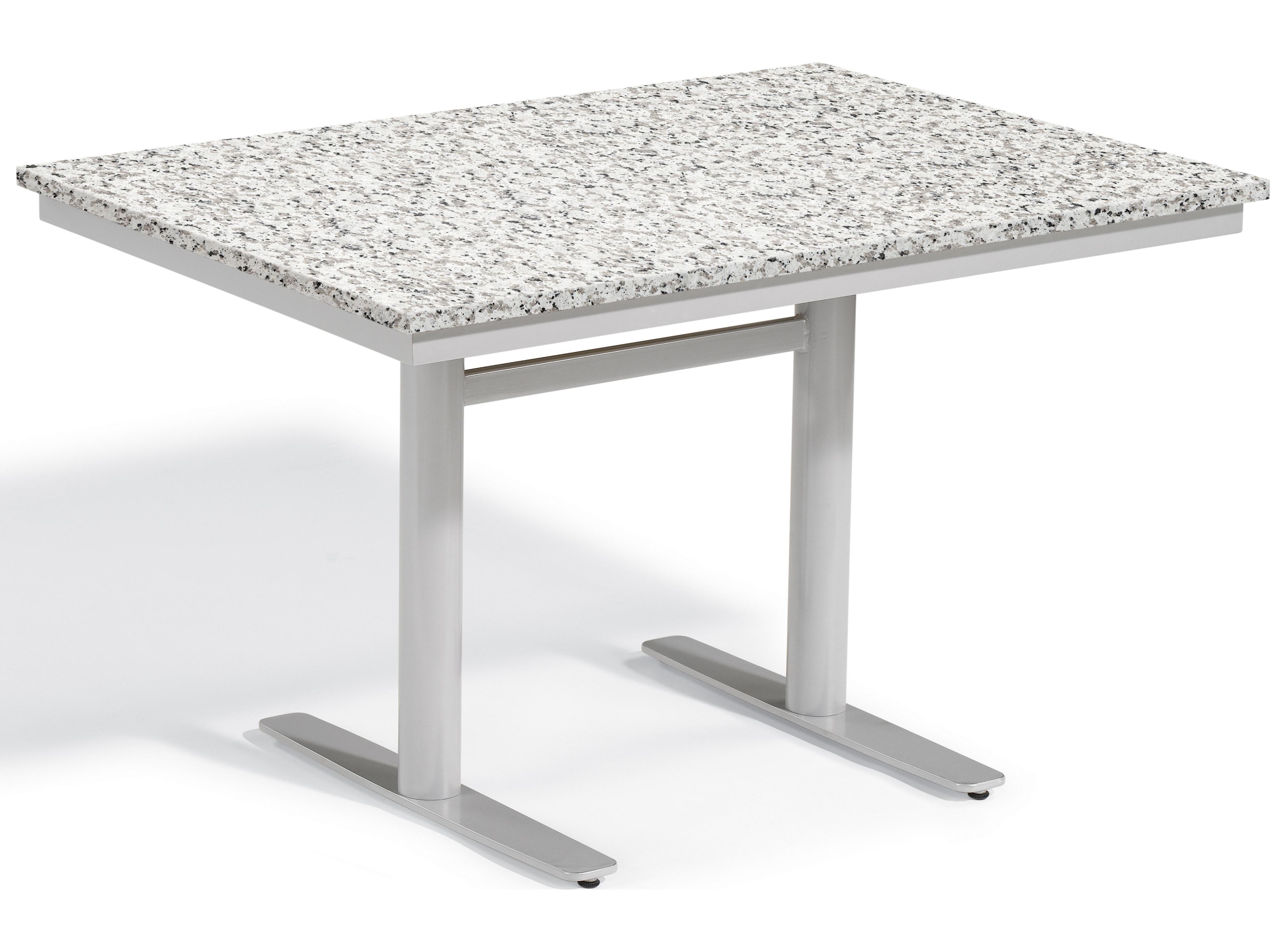 Oxford Garden Travira Aluminum Flint Rectangular Granite Top Outdoor Bistro Table