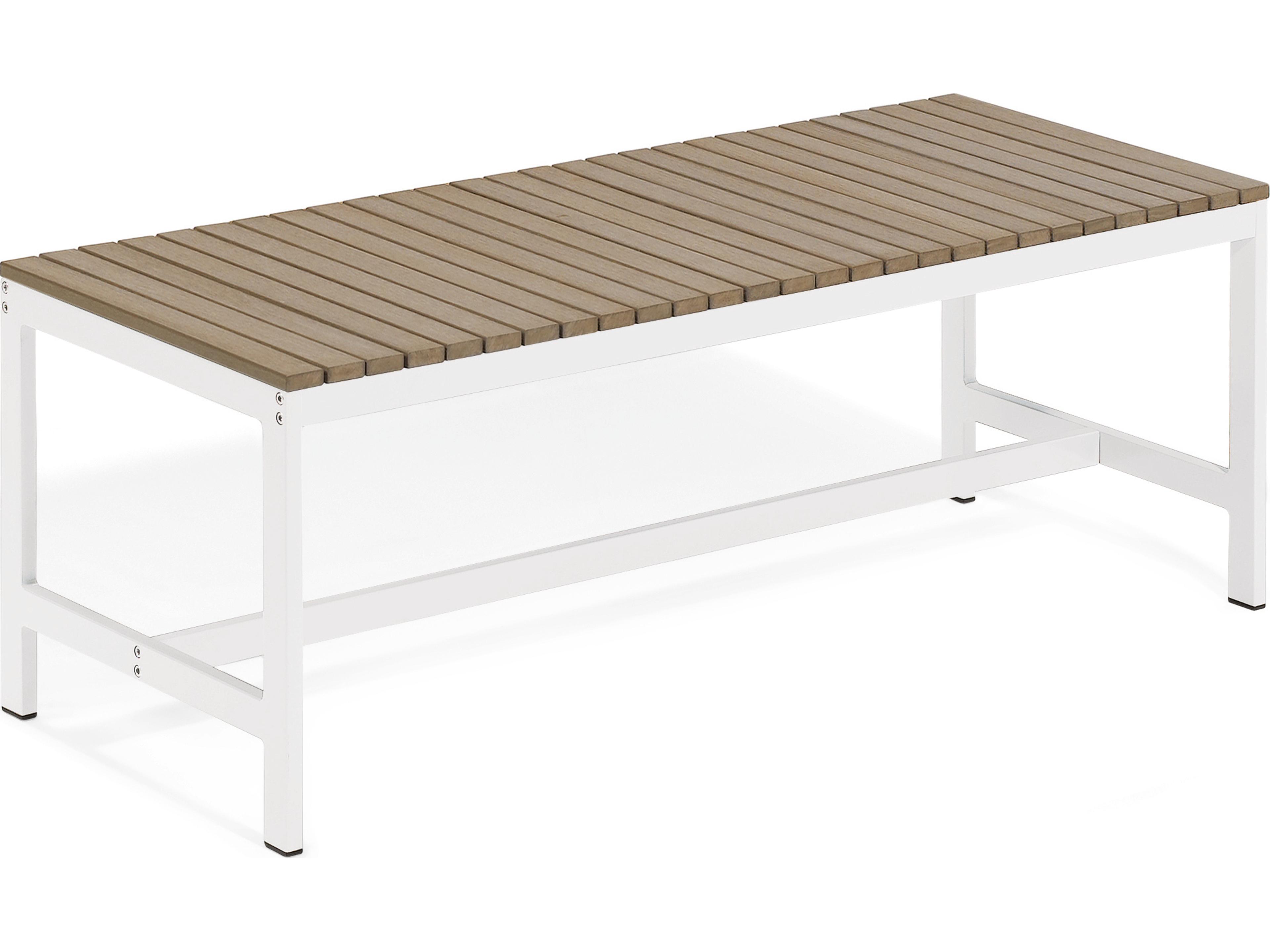 Oxford Garden Travira Aluminum Chalk Backless Outdoor Patio Bench