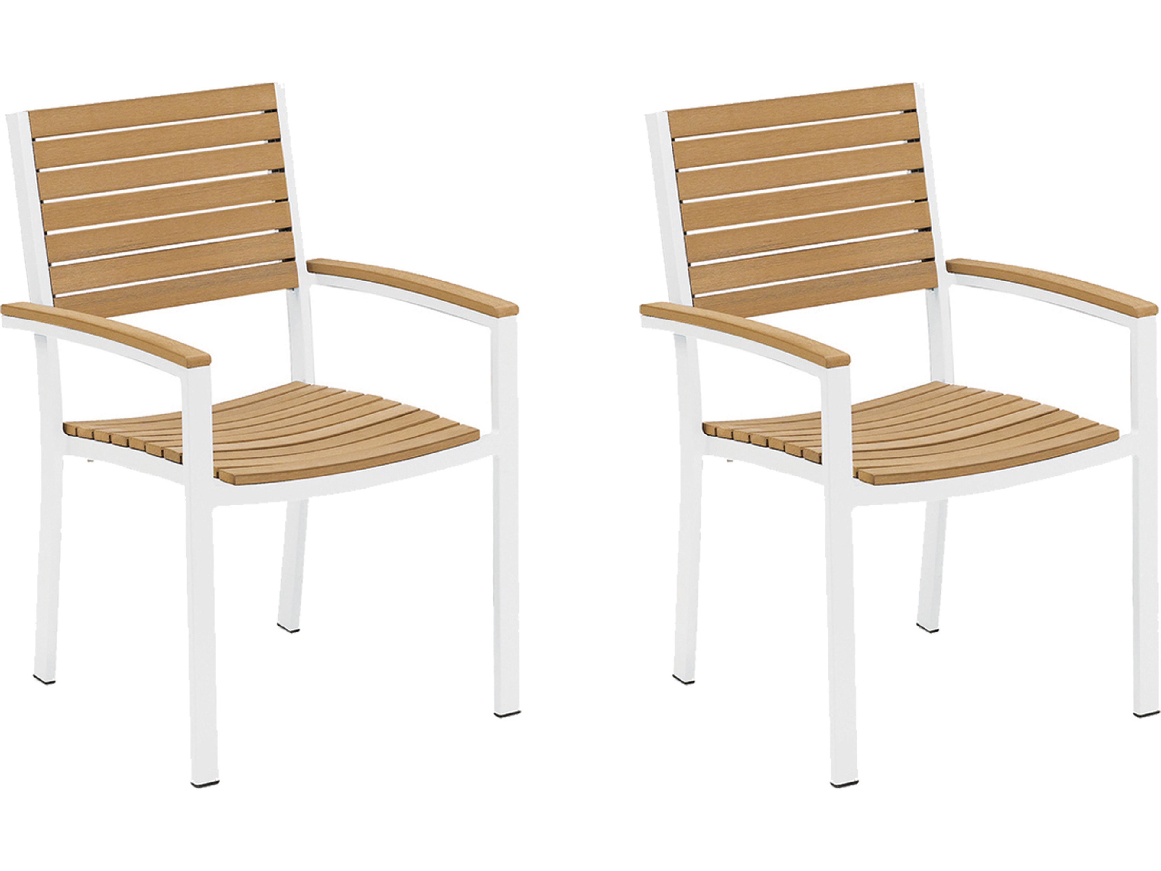 Oxford Garden Travira Aluminum Chalk Stackable Outdoor Patio Dining Arm Chair Set of 2