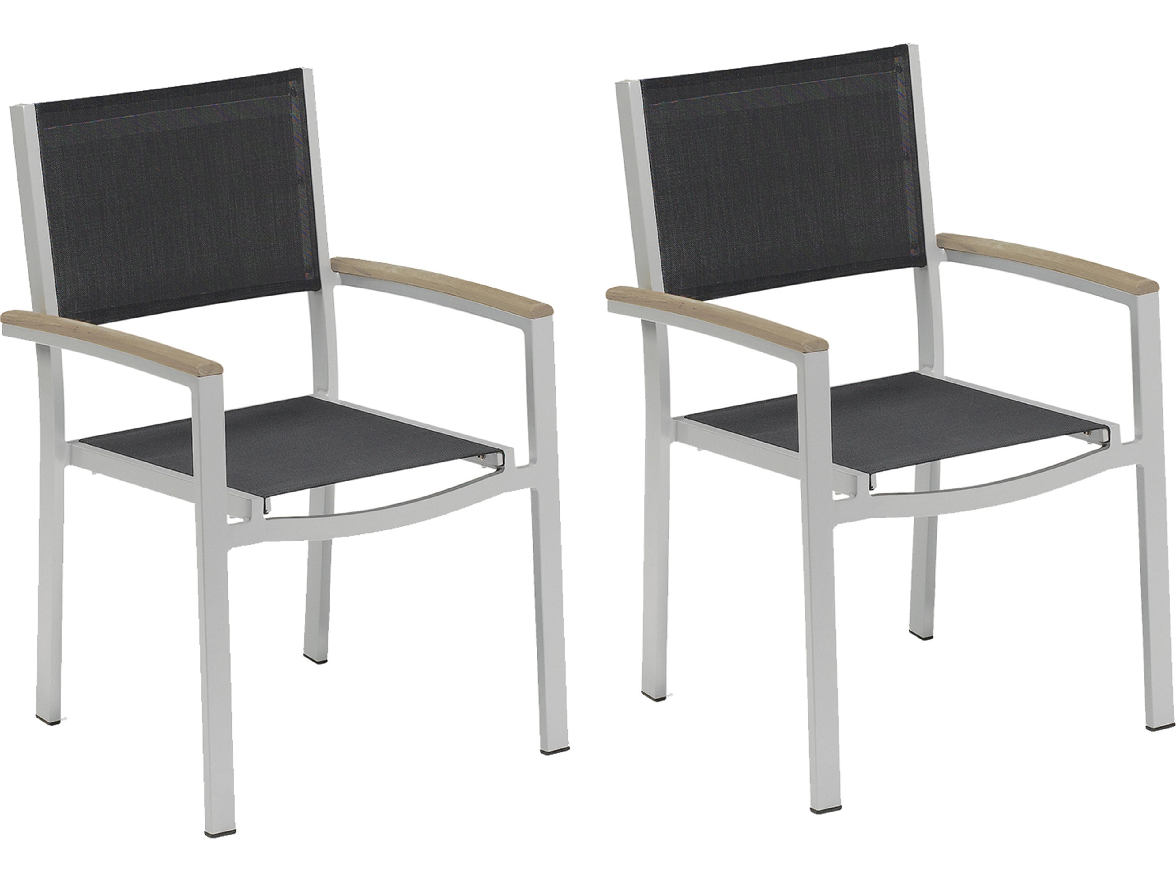 Oxford Garden Travira Armchair - Black Sling - Tekwood Vintage Arm Caps - 2 pack
