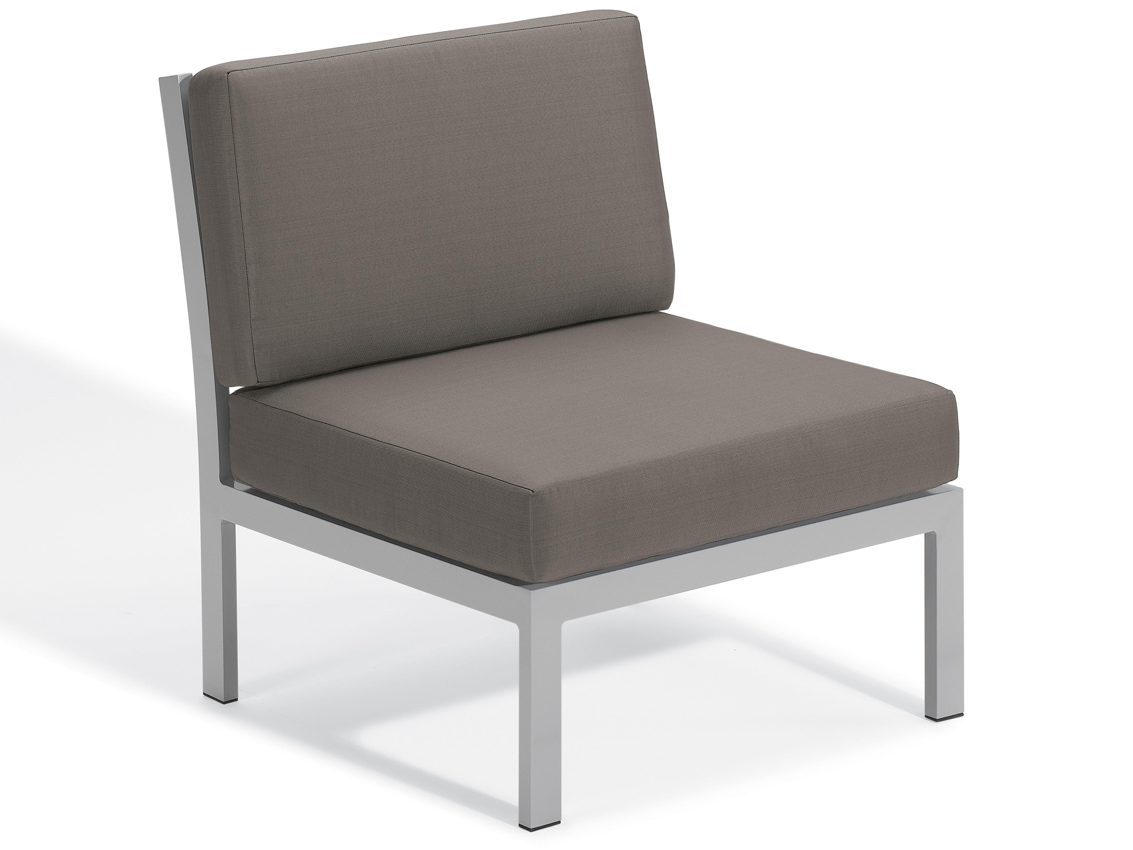 Oxford Garden Travira Aluminum Flint Modular Outdoor Lounge Chair with Stone Cushions