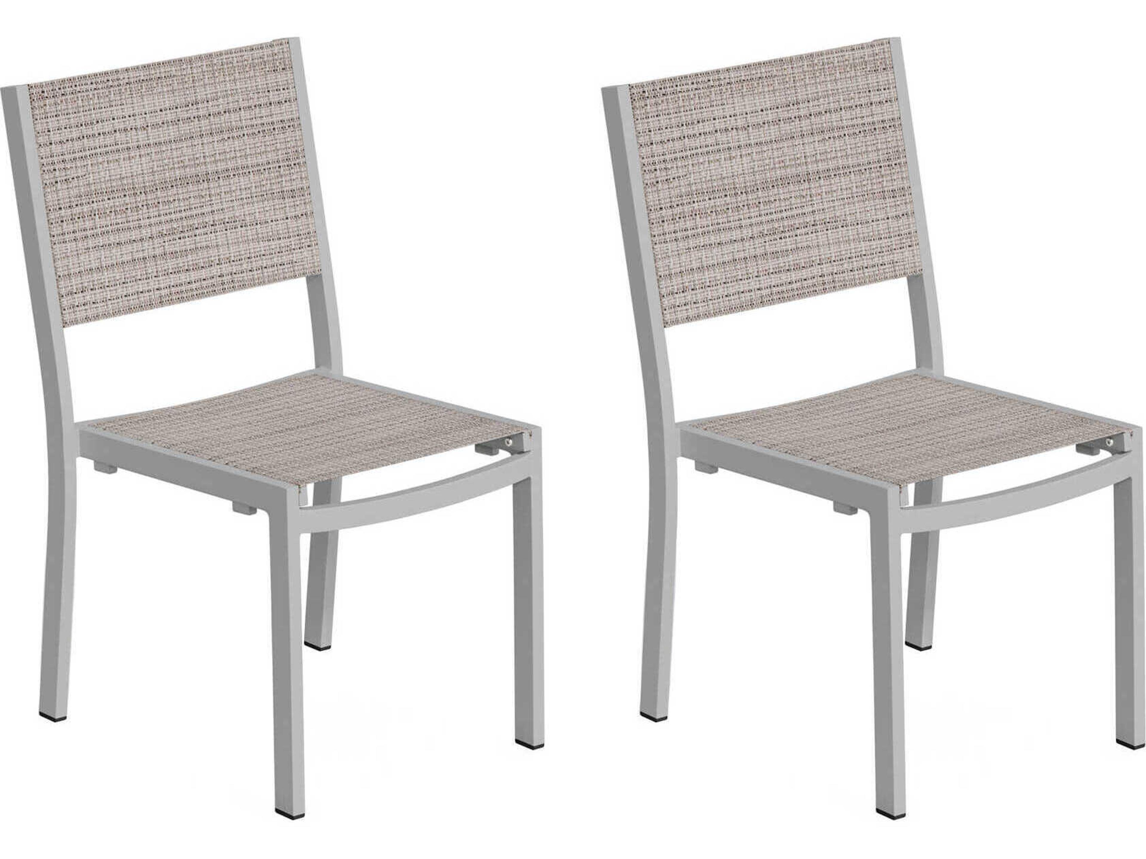 Oxford Garden Travira Aluminum Carbon Patio Dining Side Chair with Bellows Sling Set of 2