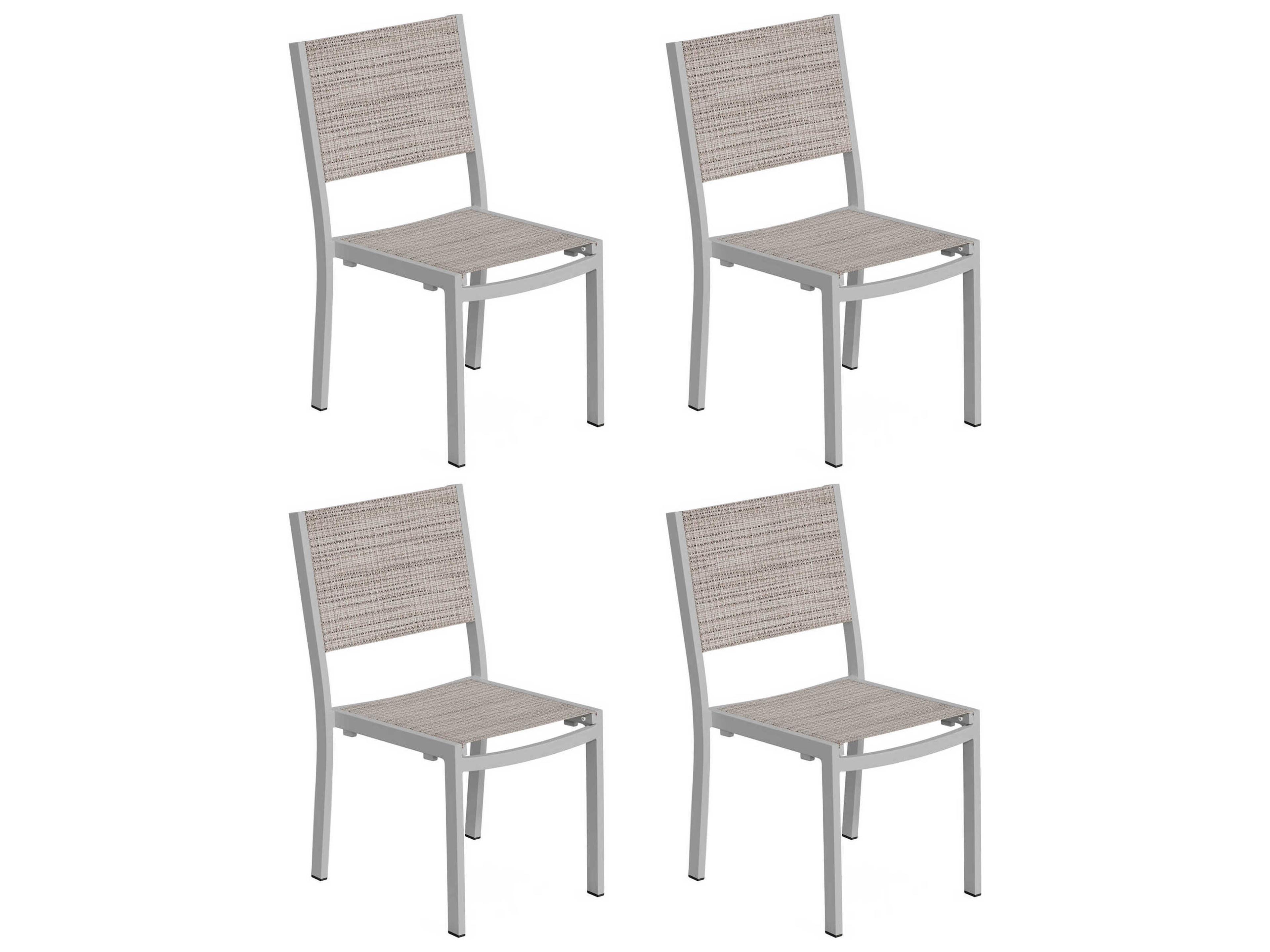Oxford Garden Travira Aluminum Carbon Outdoor Dining Side Chair with Bellows Sling Set of 4