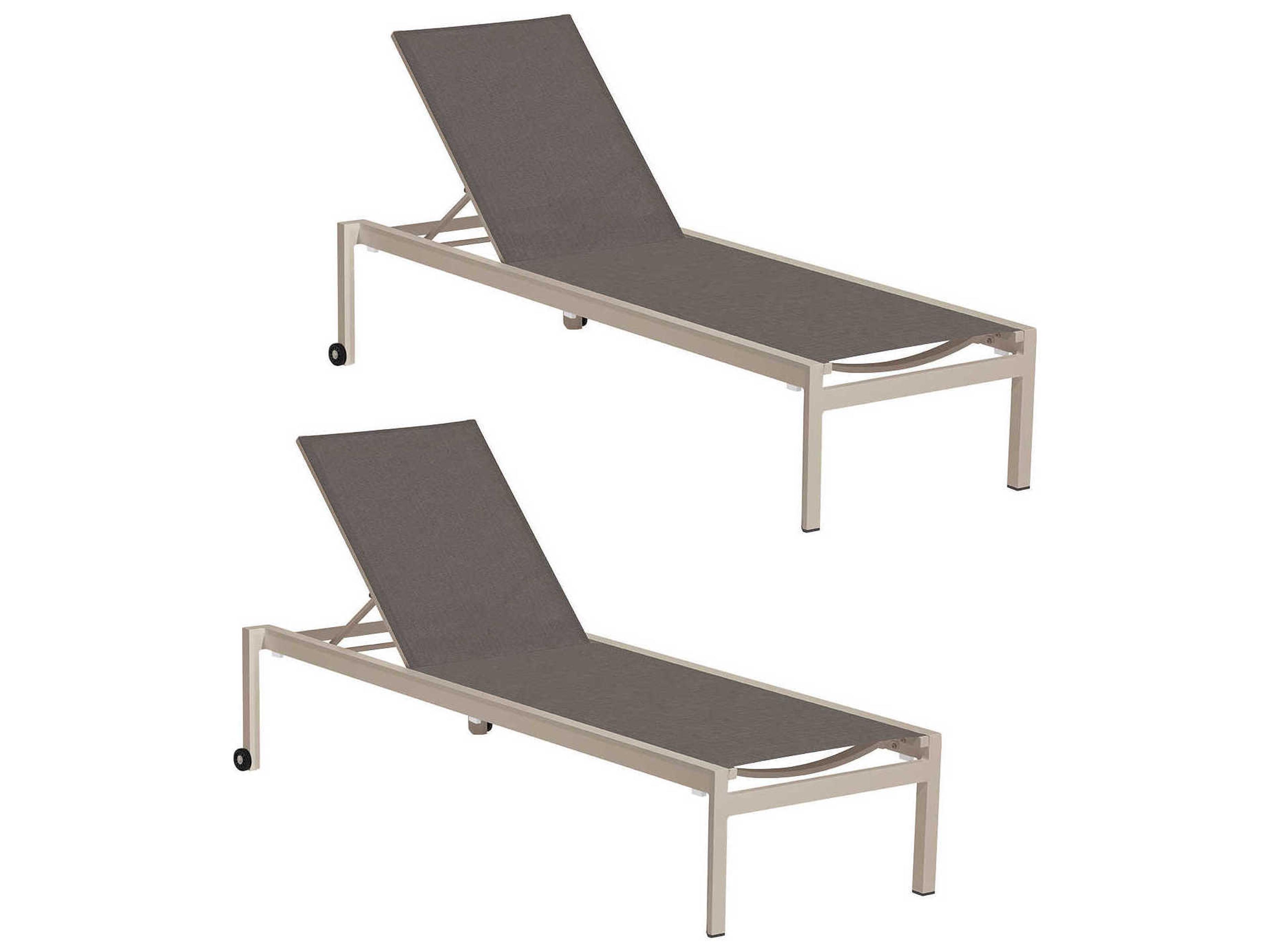 Oxford Garden Ven Aluminum Oyster Stackable Patio Chaise Lounge Set of 2