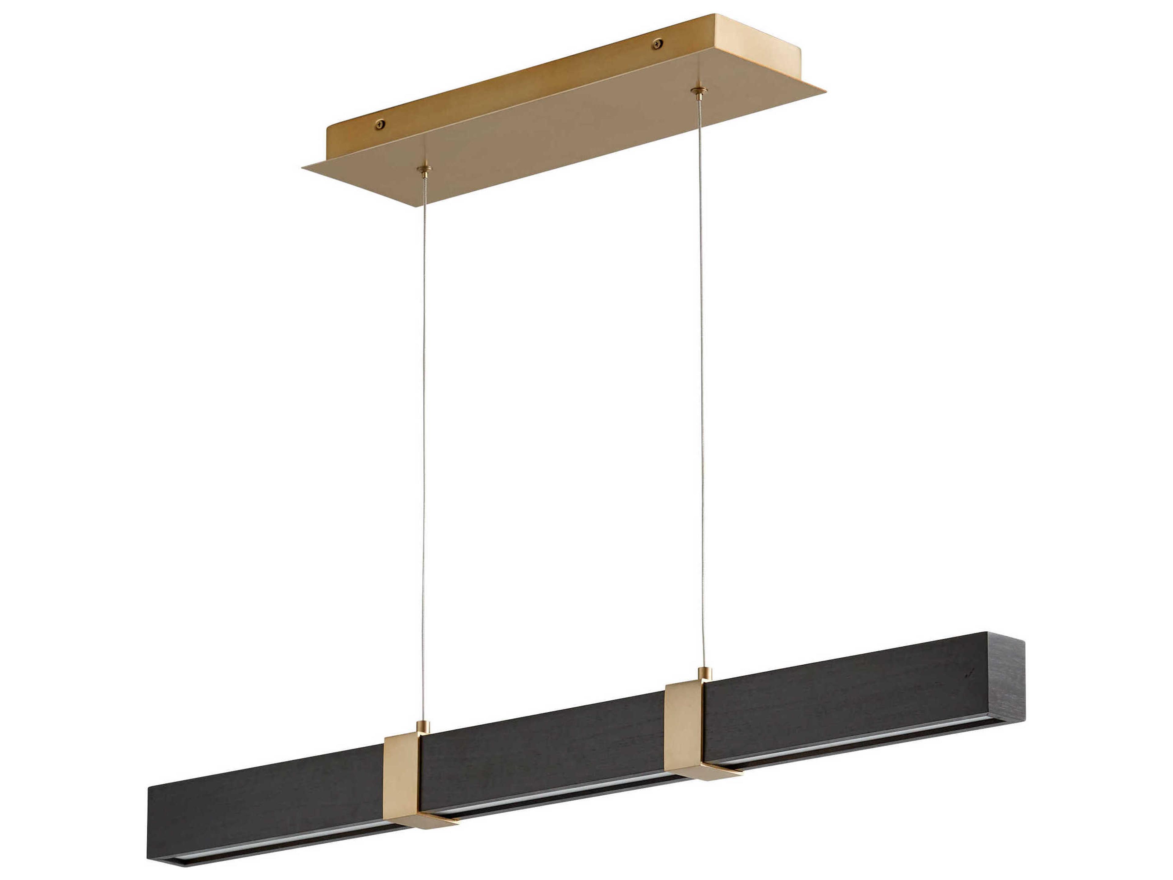 Oxygen by Quorum Decca 1-Light Aged Brass Black Oak Linear Island Pendant