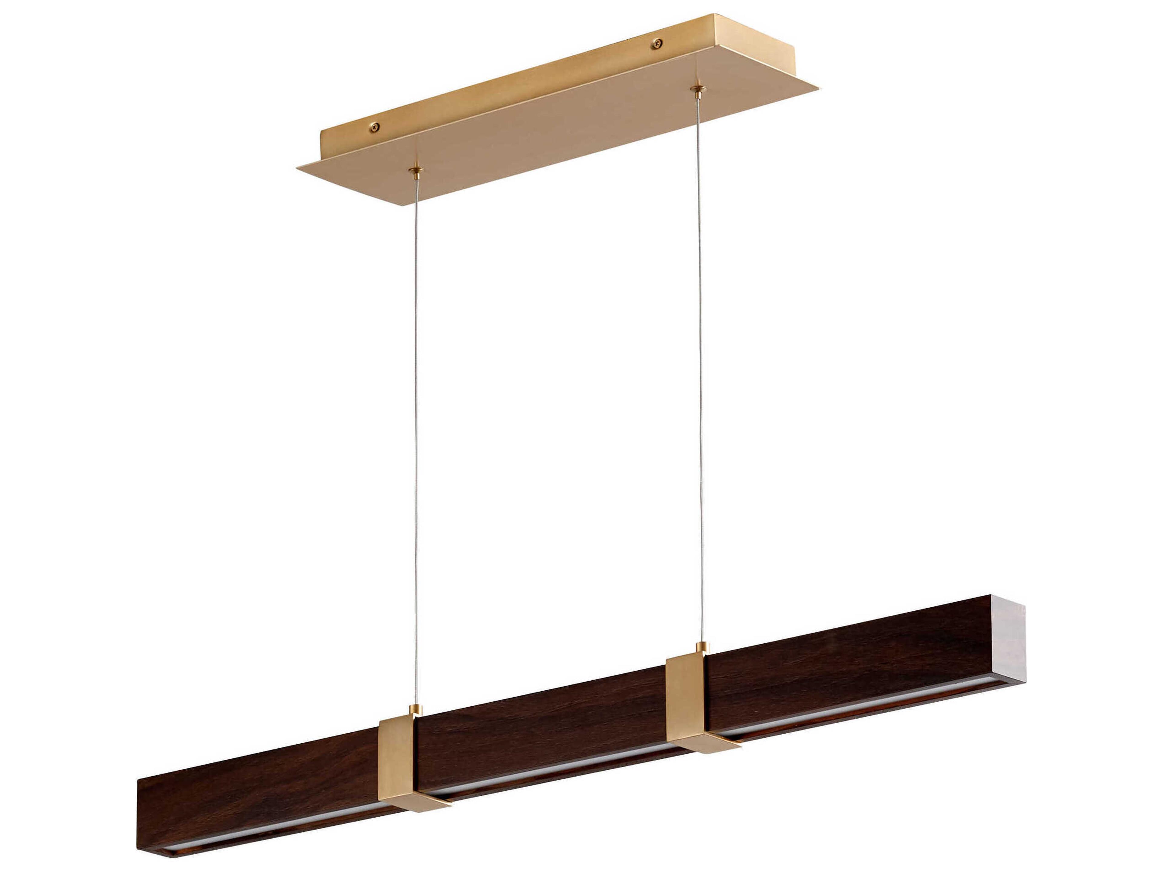 Oxygen by Quorum Decca 1-Light Aged Brass Walnut Brown Linear Island Pendant