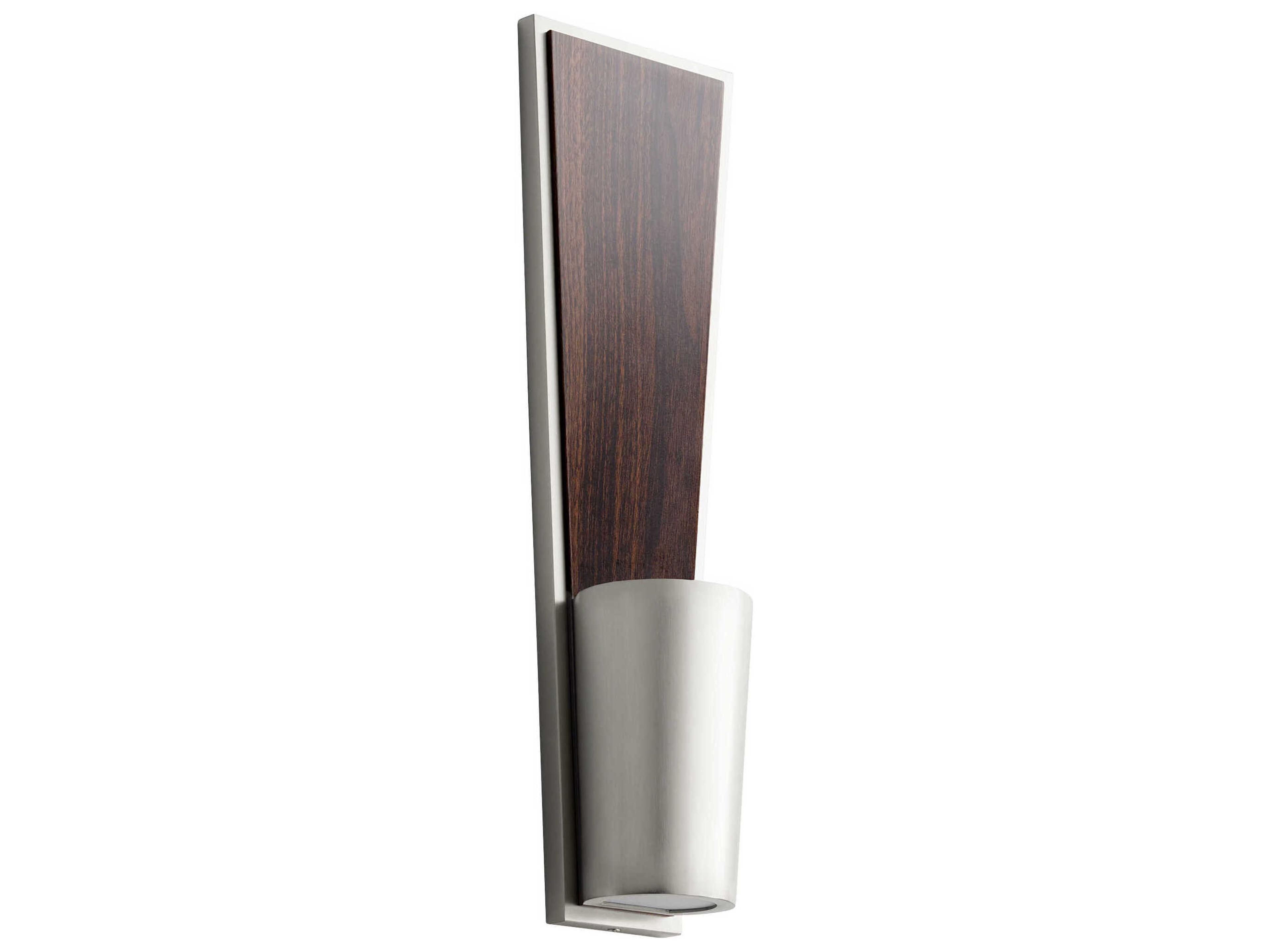 Oxygen by Quorum Favero 2-Light Satin Nickel Walnut Wall Sconce