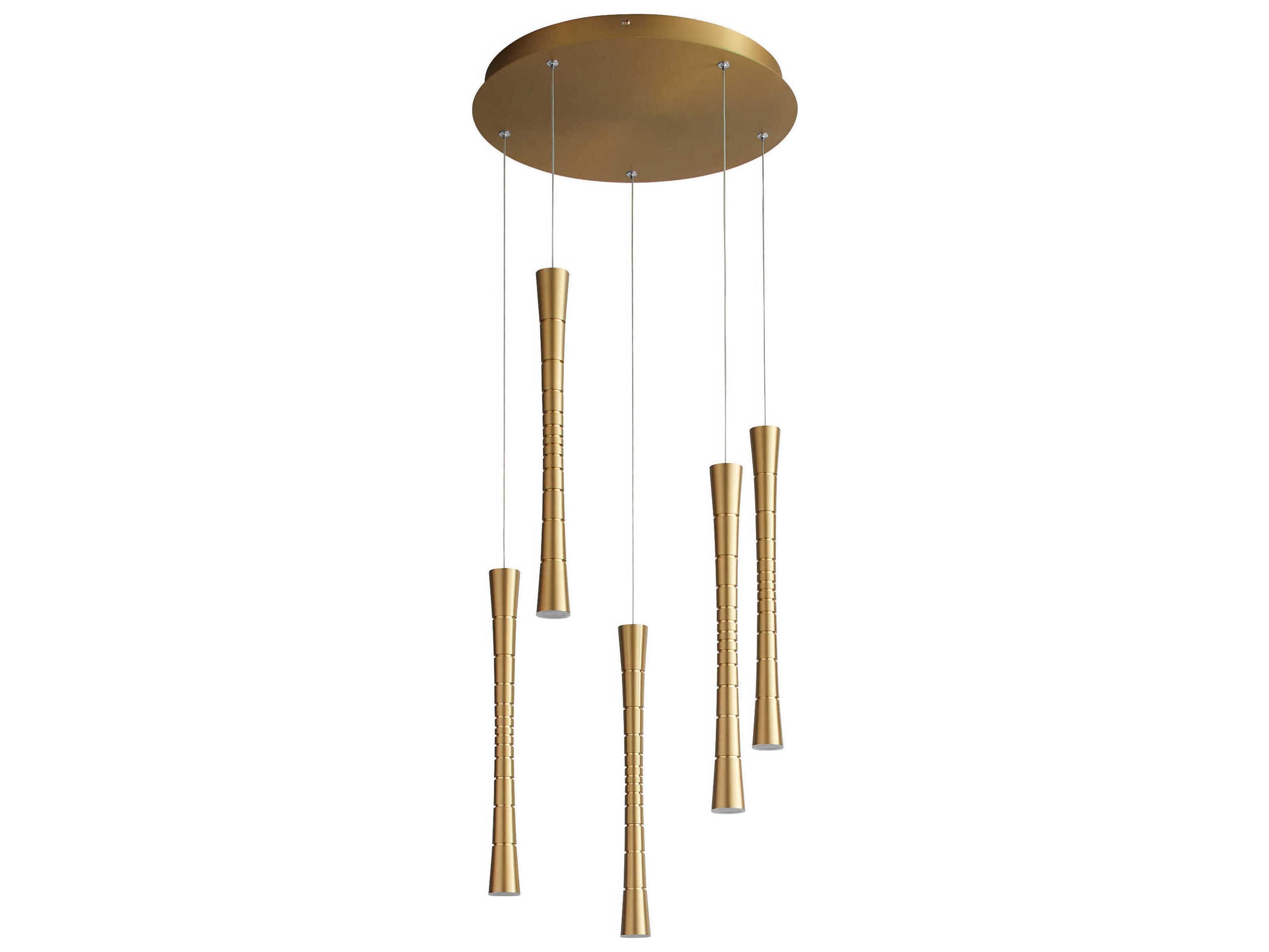 Oxygen by Quorum Sabre 5-Light Aged Brass Linear Mini Pendant