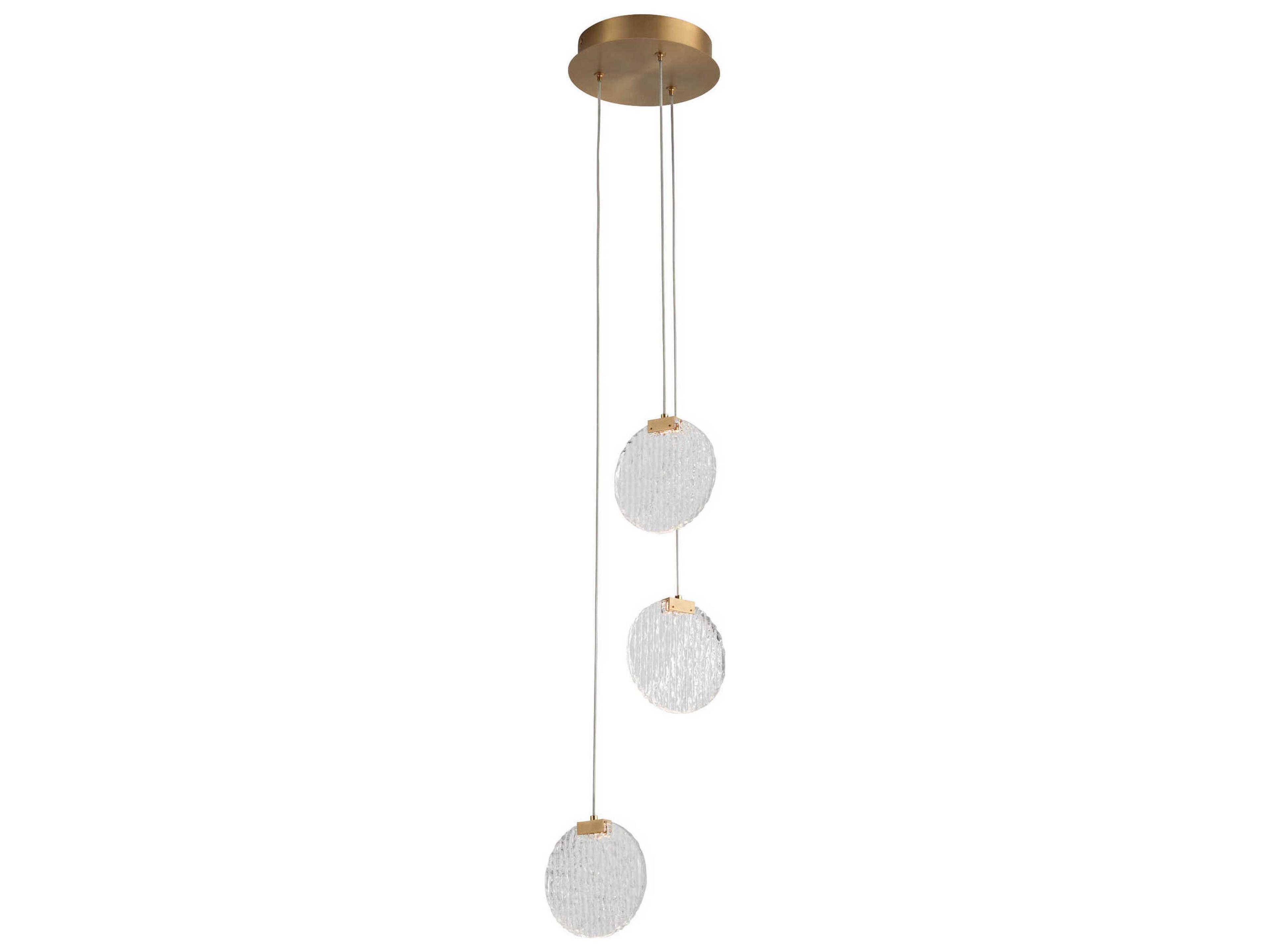Oxygen by Quorum Axiom 3-Light Aged Brass Round Mini Pendant