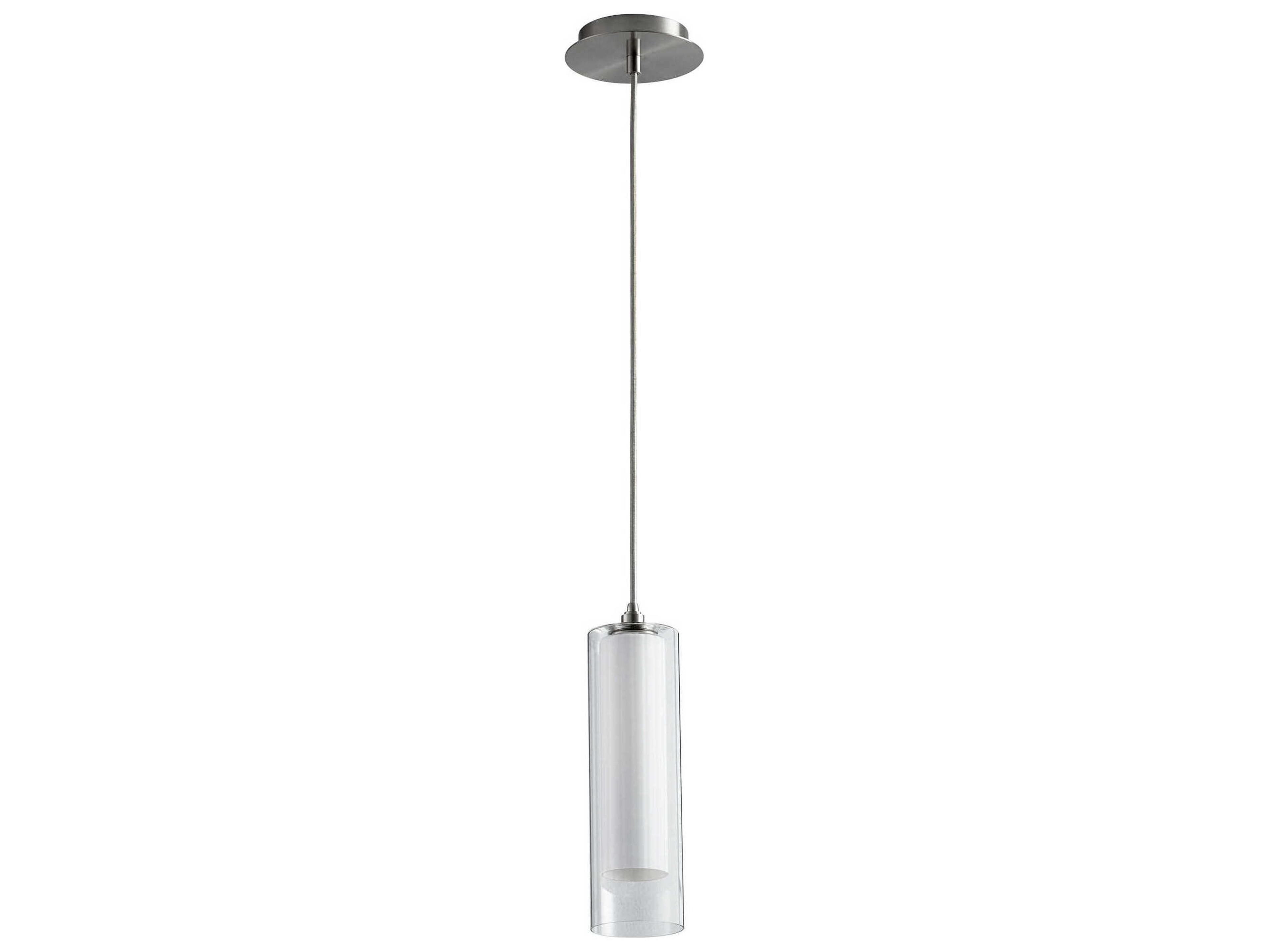 Oxygen by Quorum Gratis 1-Light Satin Nickel Opal Cylinder Mini Pendant