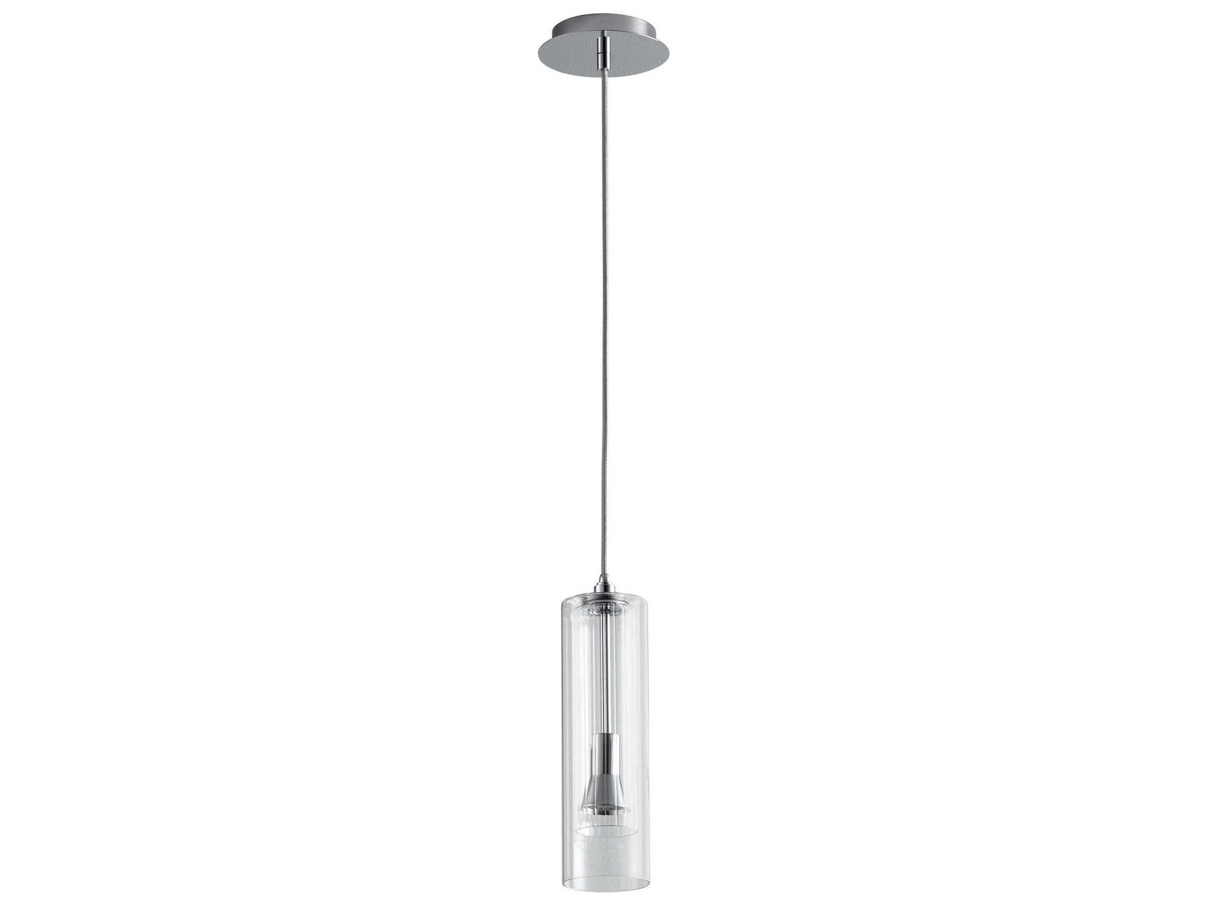 Oxygen by Quorum Gratis 1-Light Polished Chrome Clear Cylinder Mini Pendant