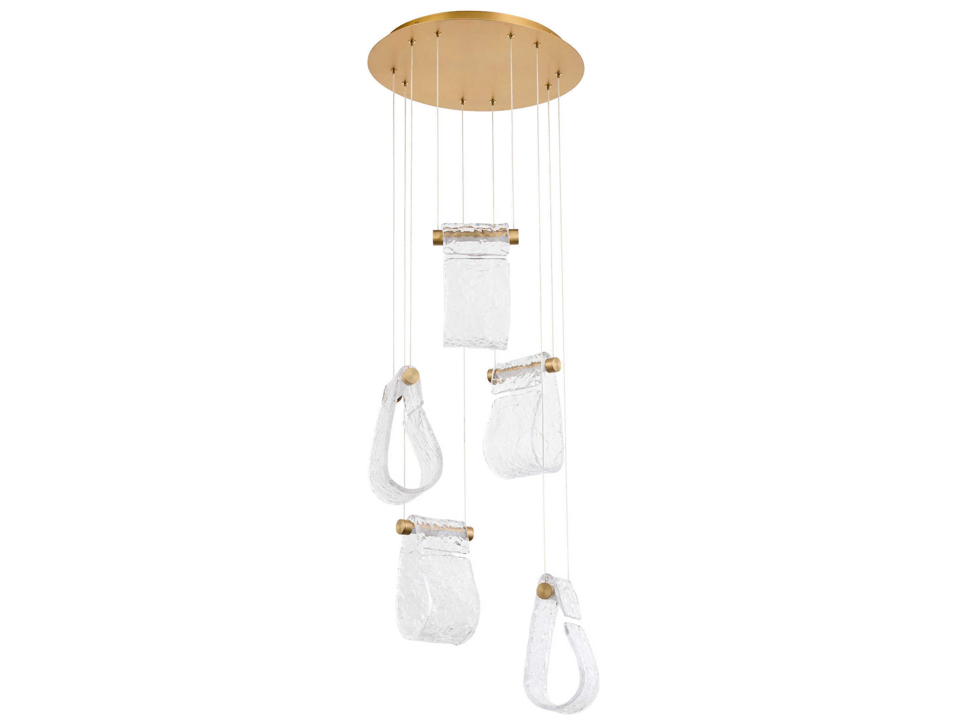 Oxygen by Quorum Veer 5-Light Aged Brass Pendant
