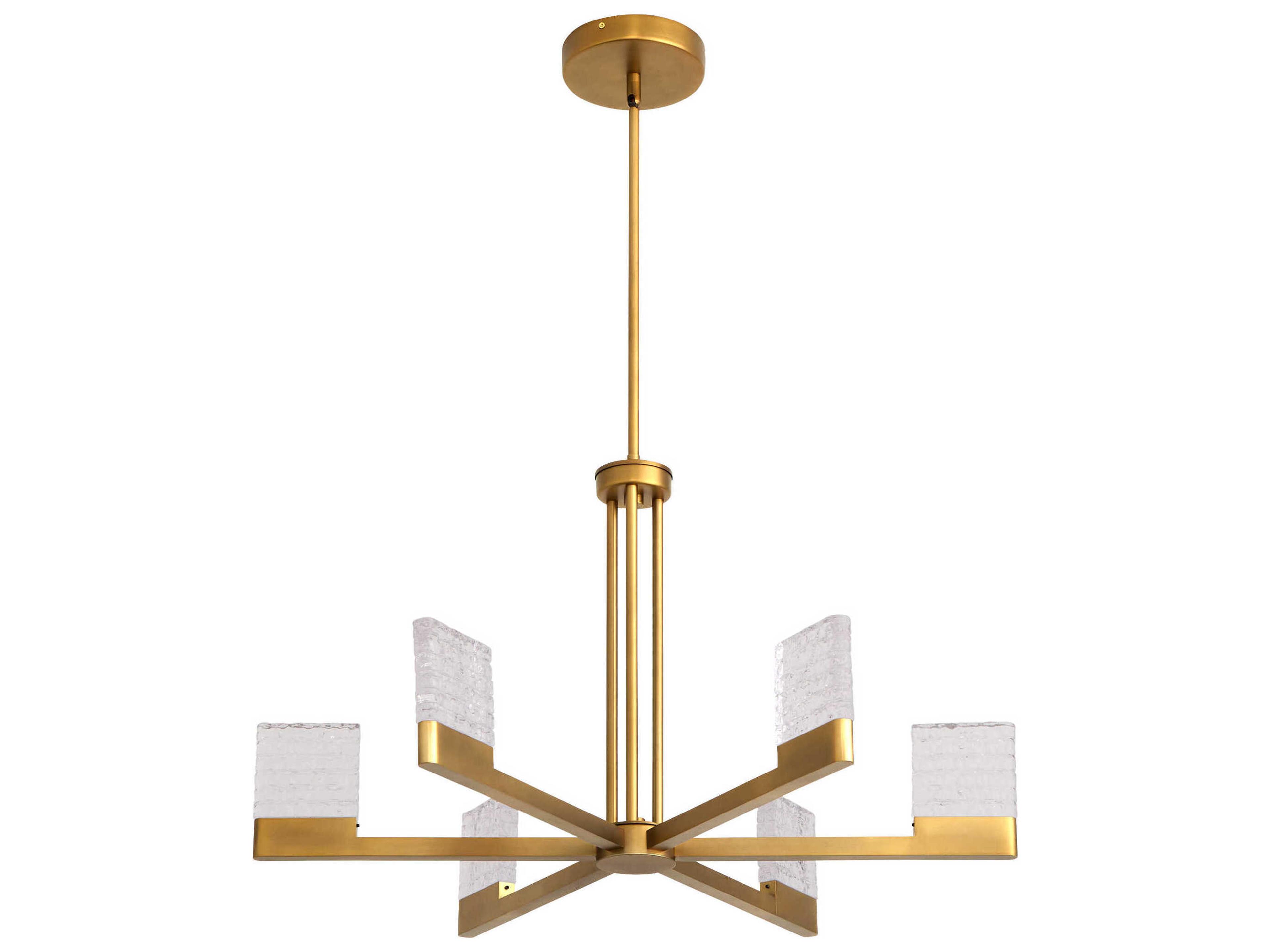 Oxygen by Quorum Gamma 6-Light Brushed Brass Geometric Linear Chandelier