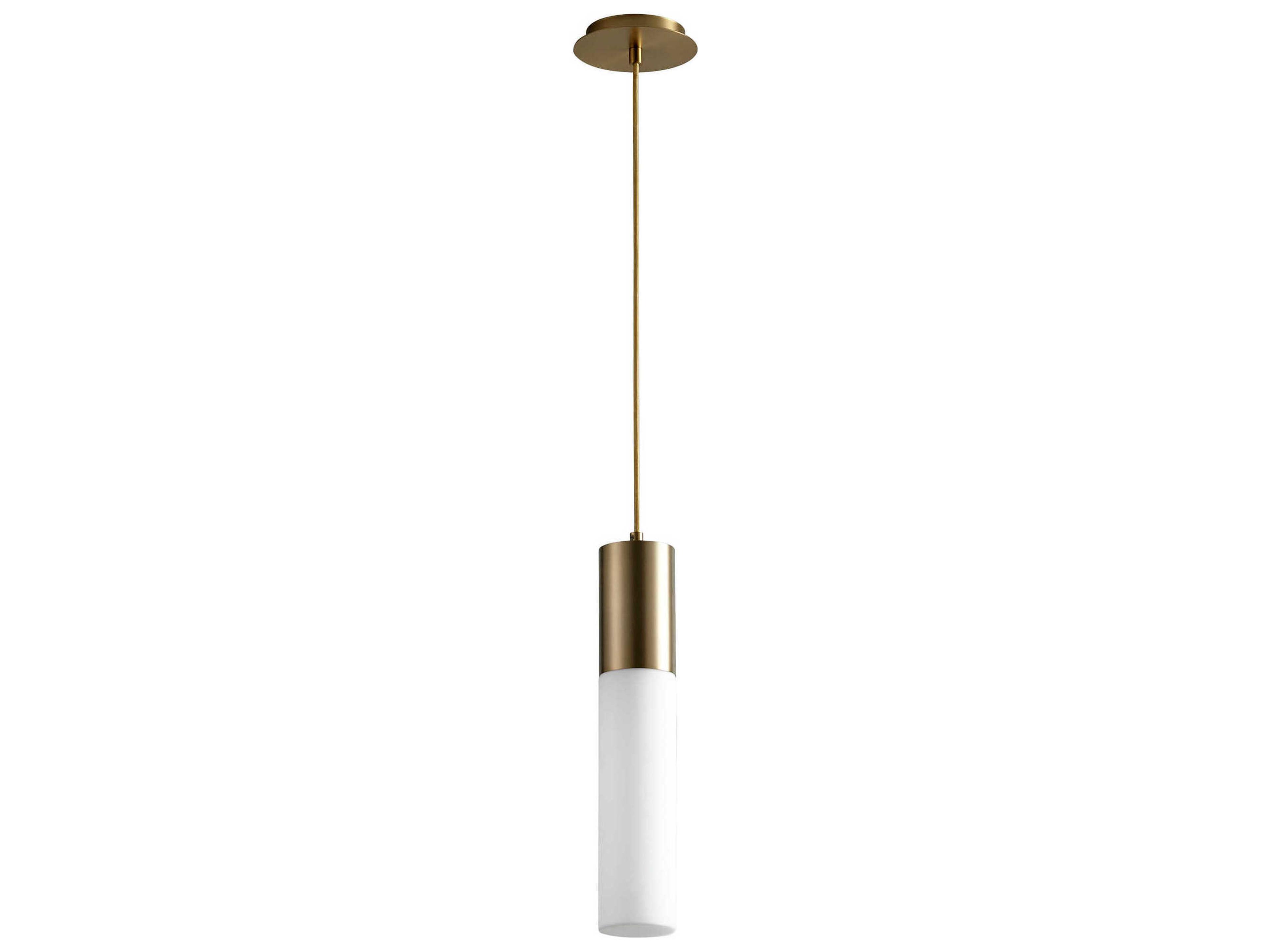 Oxygen by Quorum Magnum 1-Light Aged Brass Cylinder Mini Pendant