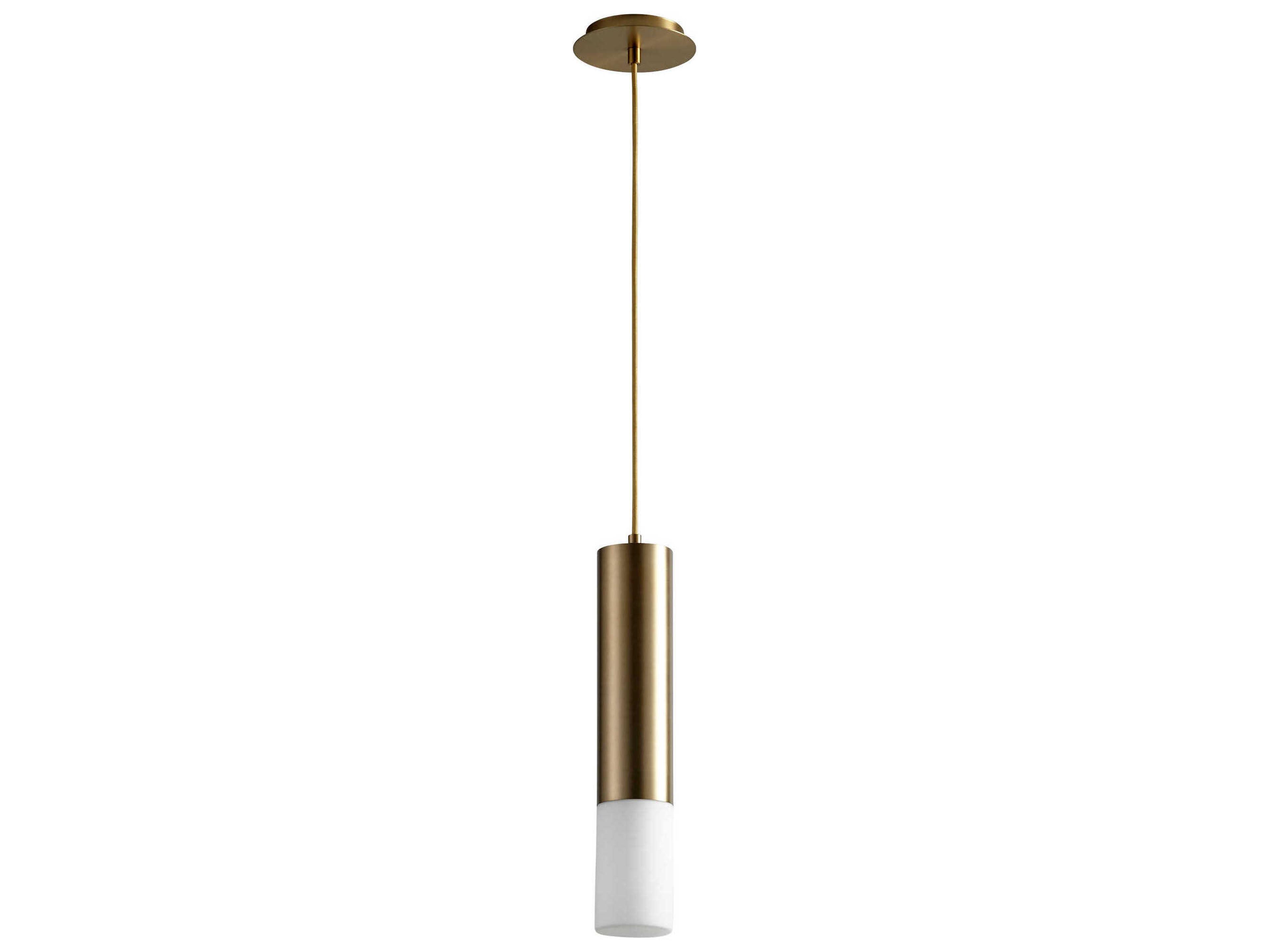 Oxygen by Quorum Opus 1-Light Aged Brass Cylinder Mini Pendant