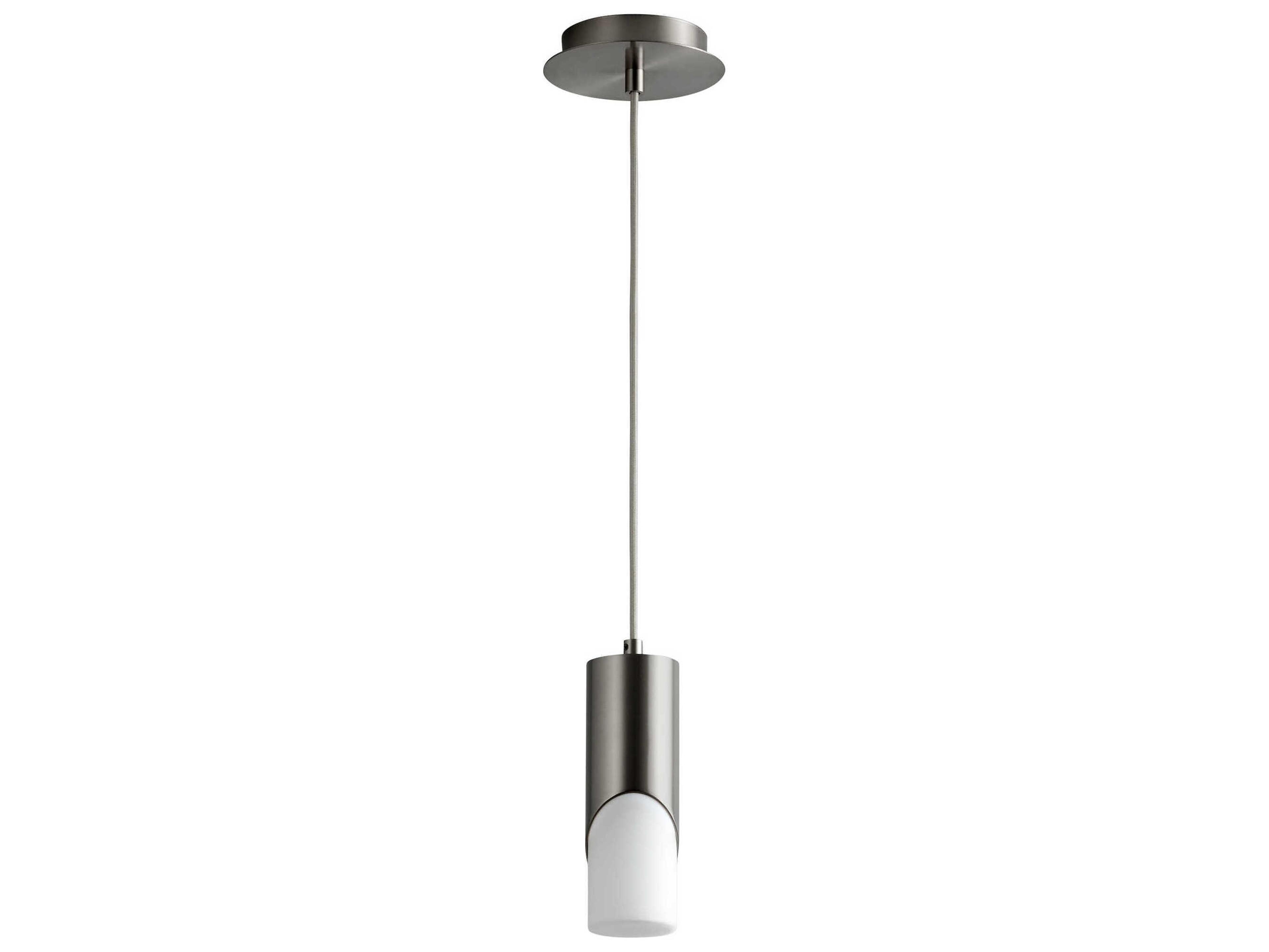Oxygen by Quorum Ellipse 1-Light Satin Nickel Cylinder Mini Pendant