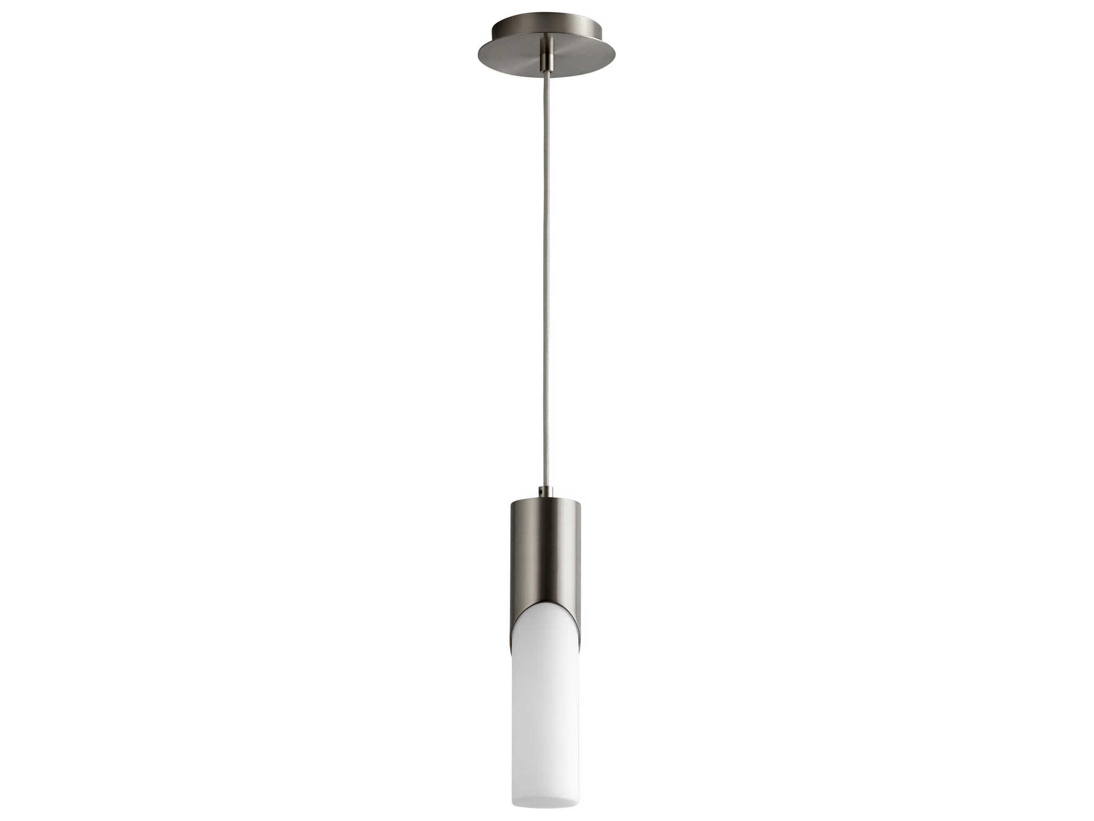 Oxygen by Quorum Ellipse 1-Light Satin Nickel Cylinder Mini Pendant