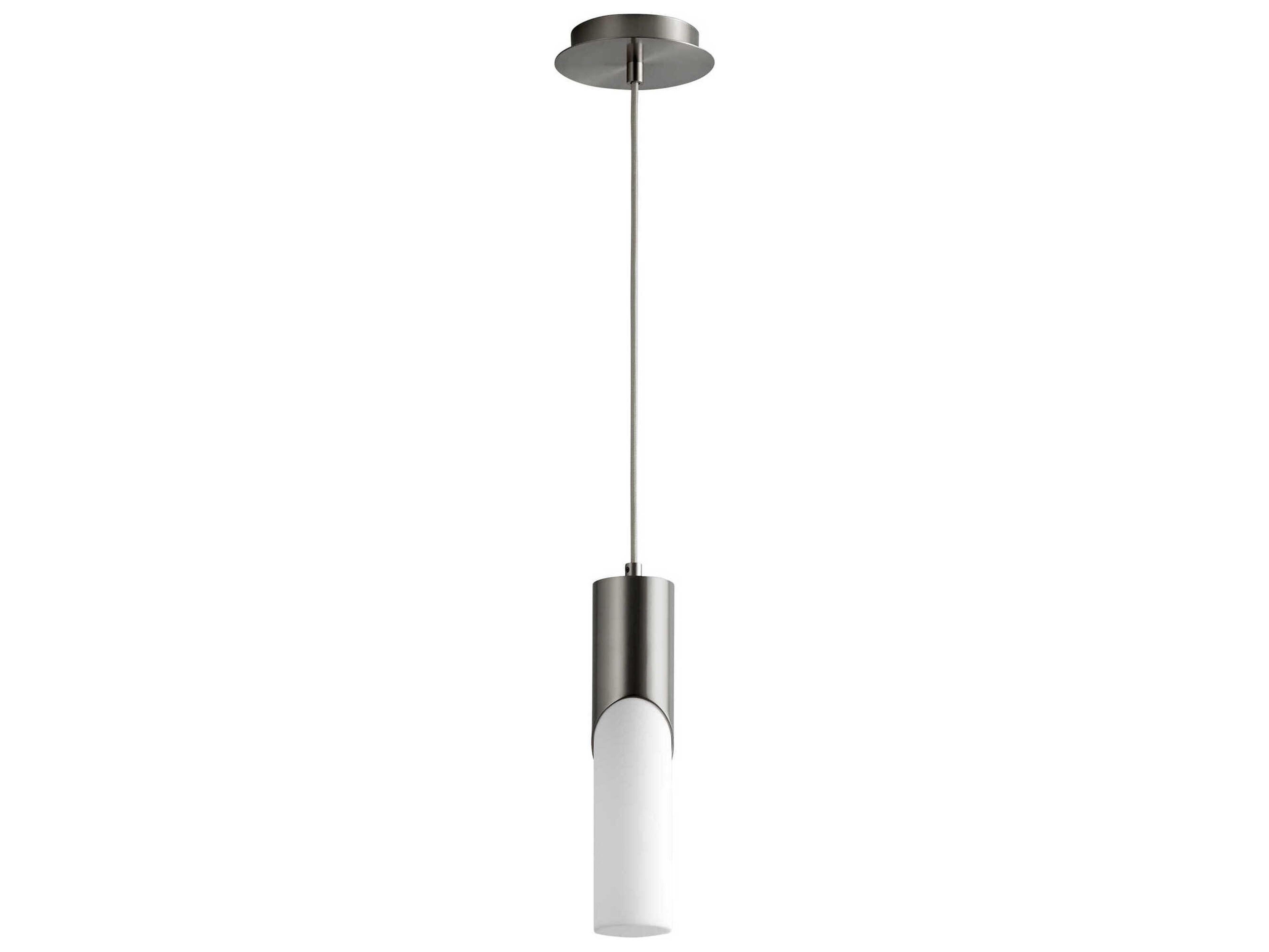 Oxygen by Quorum Ellipse 1-Light Satin Nickel Cylinder Mini Pendant