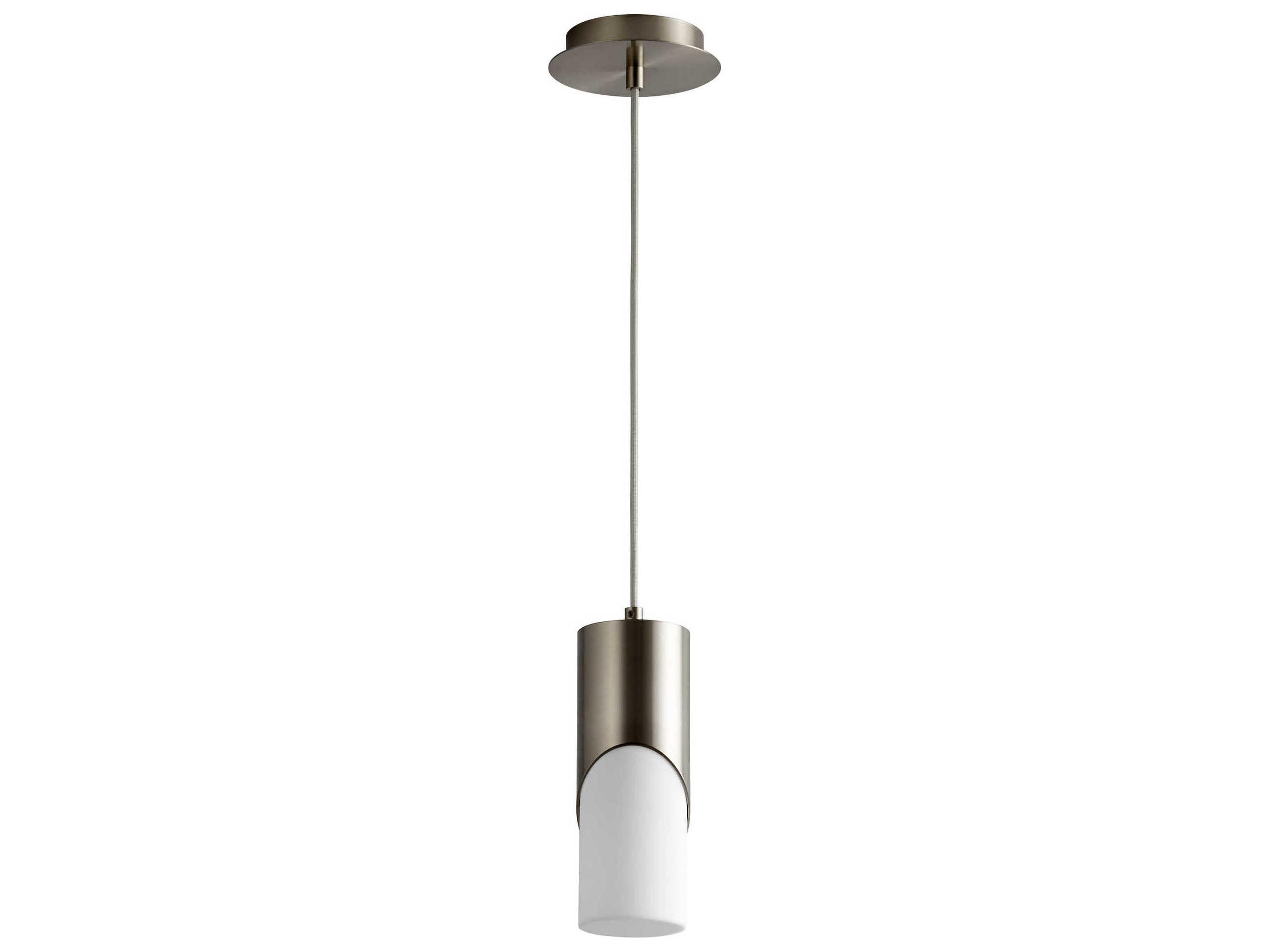 Oxygen by Quorum Ellipse 1-Light Satin Nickel Cylinder Mini Pendant