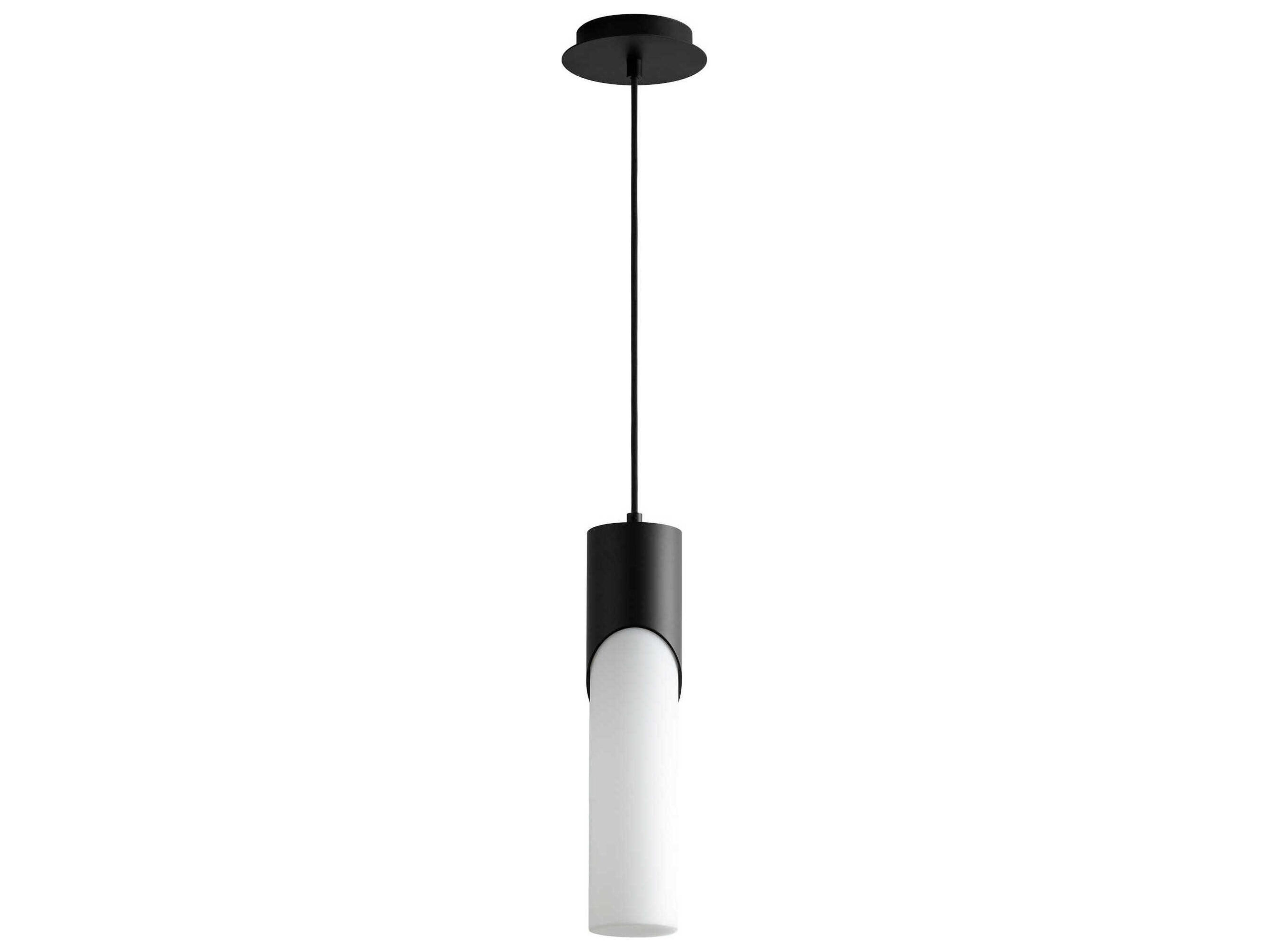 Oxygen by Quorum Ellipse 1-Light Black Cylinder Mini Pendant