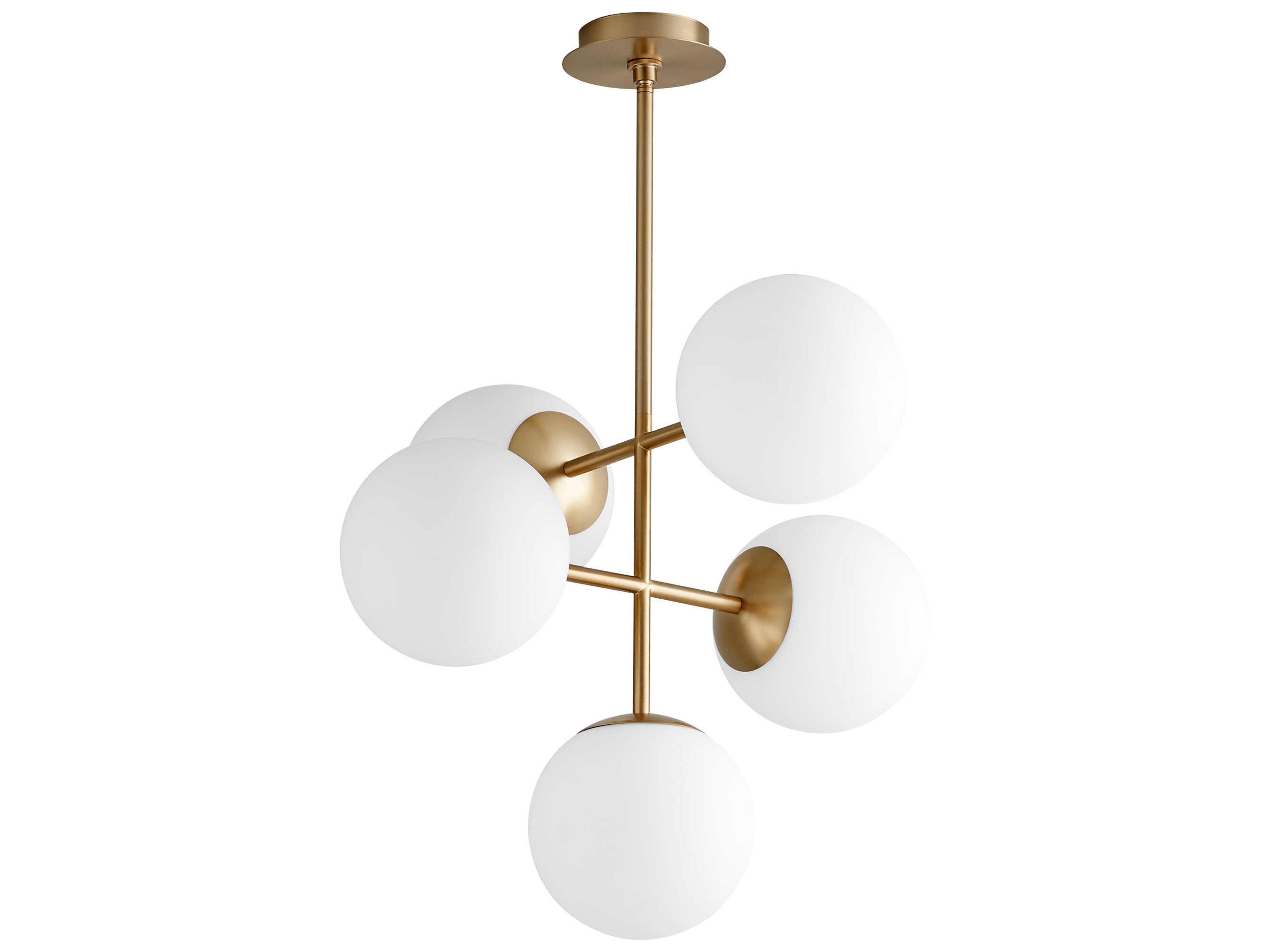 Oxygen by Quorum Nebula 5-Light Aged Brass Globe Chandelier