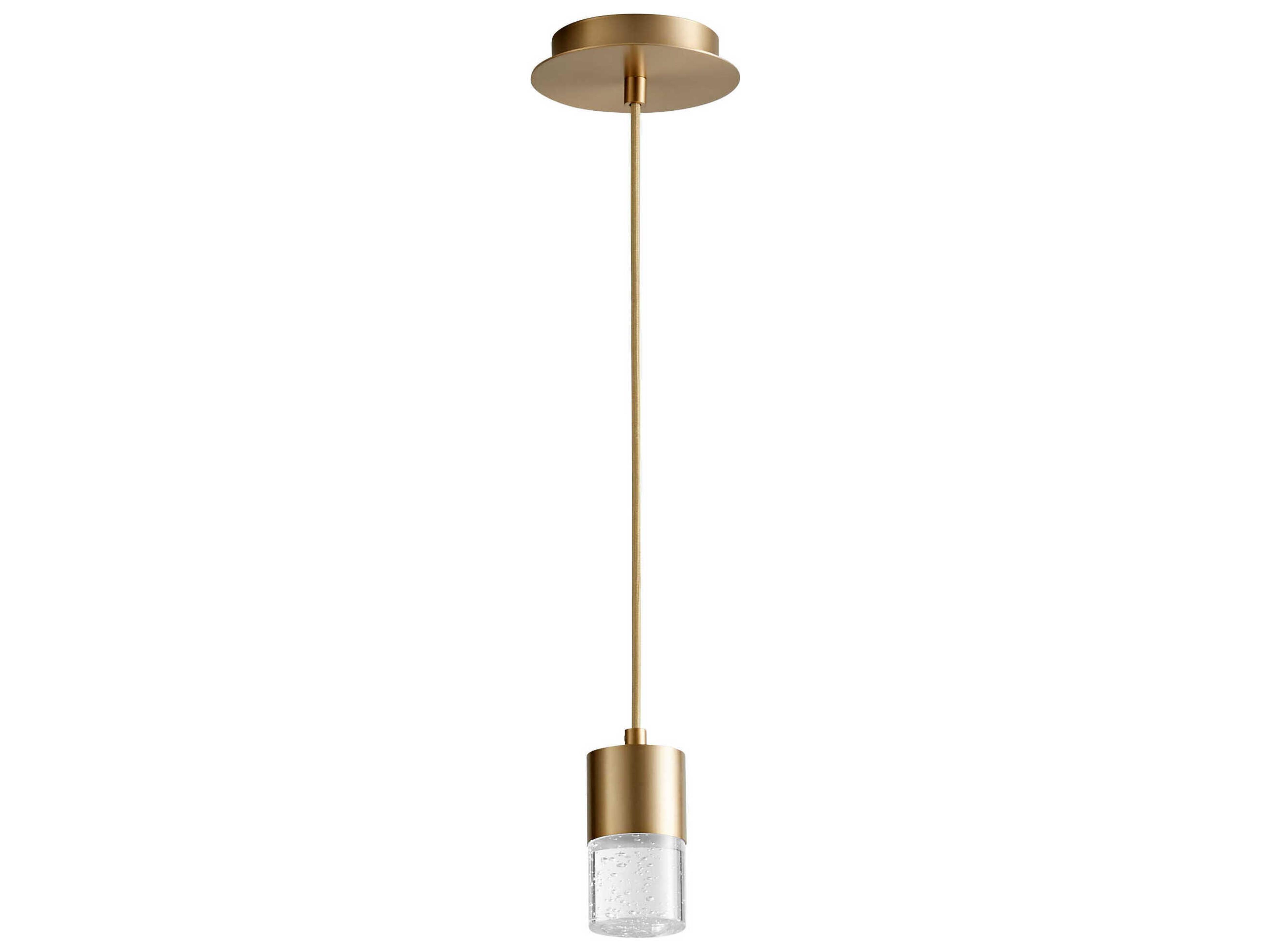 Oxygen by Quorum Spirit 1-Light Aged Brass Cylinder Linear Mini Pendant