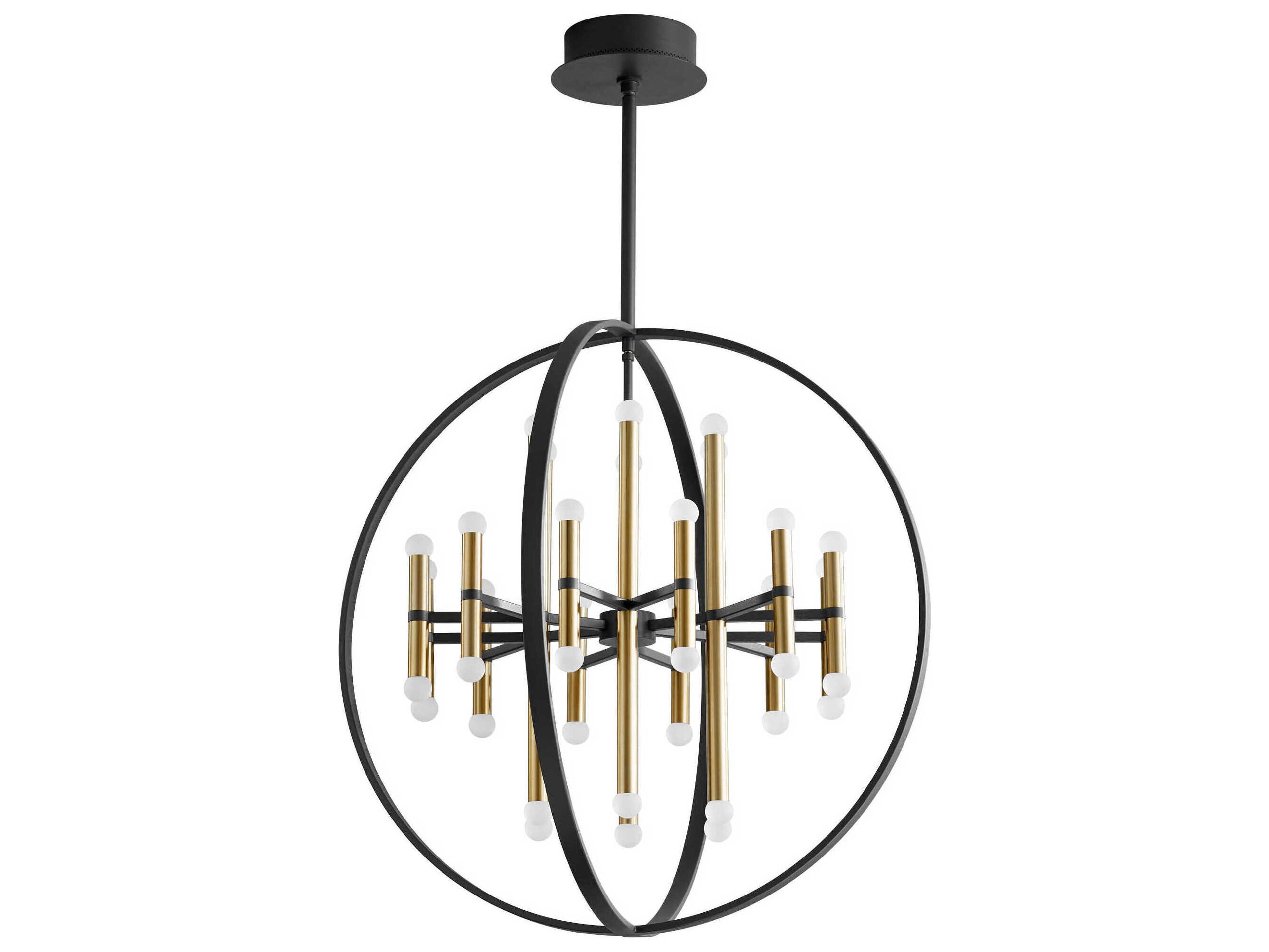 Oxygen by Quorum Nero 24-Light Black Aged Brass Linear Chandelier