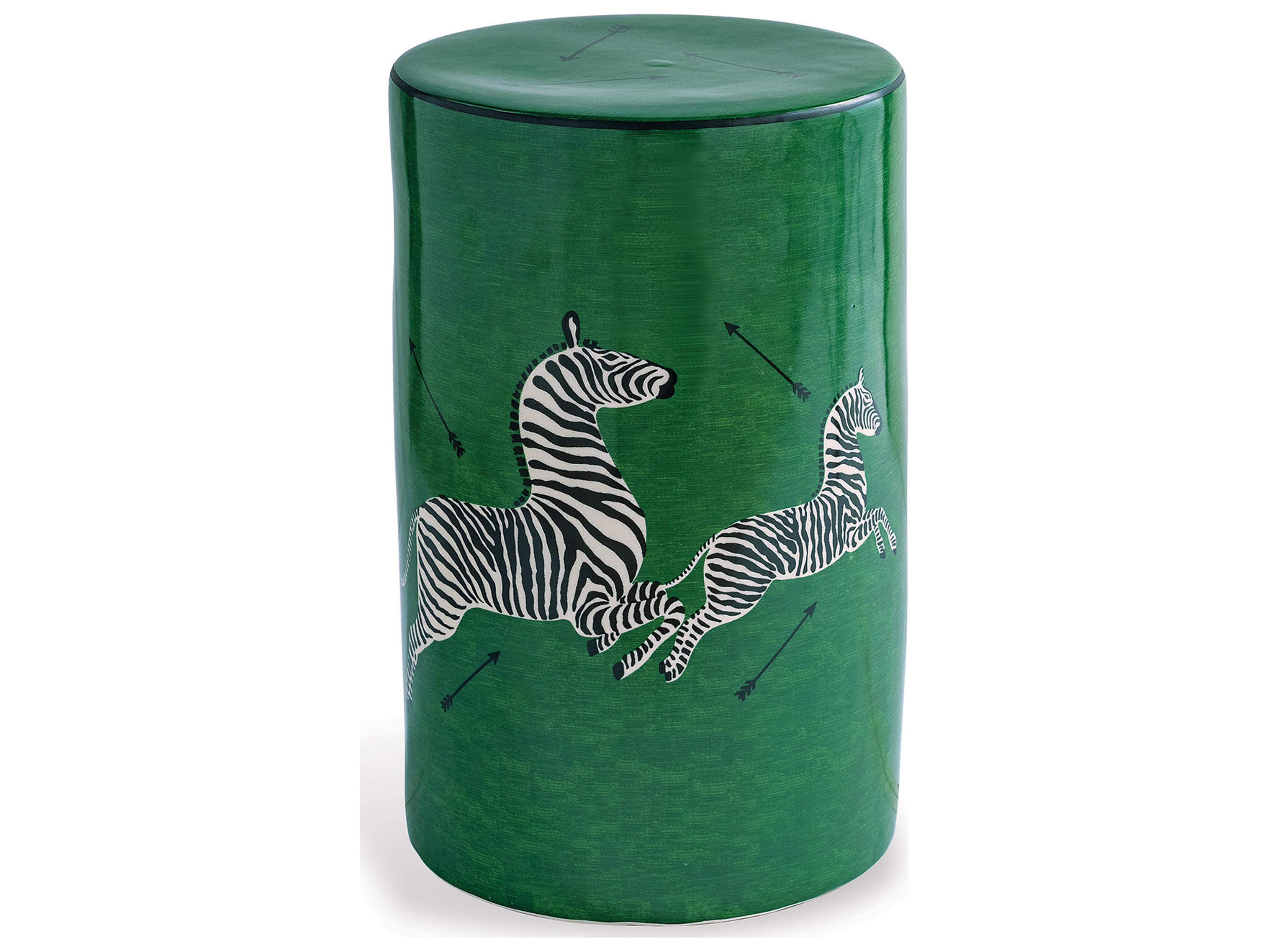 Port 68 Zebra Green Stool 19X12"D