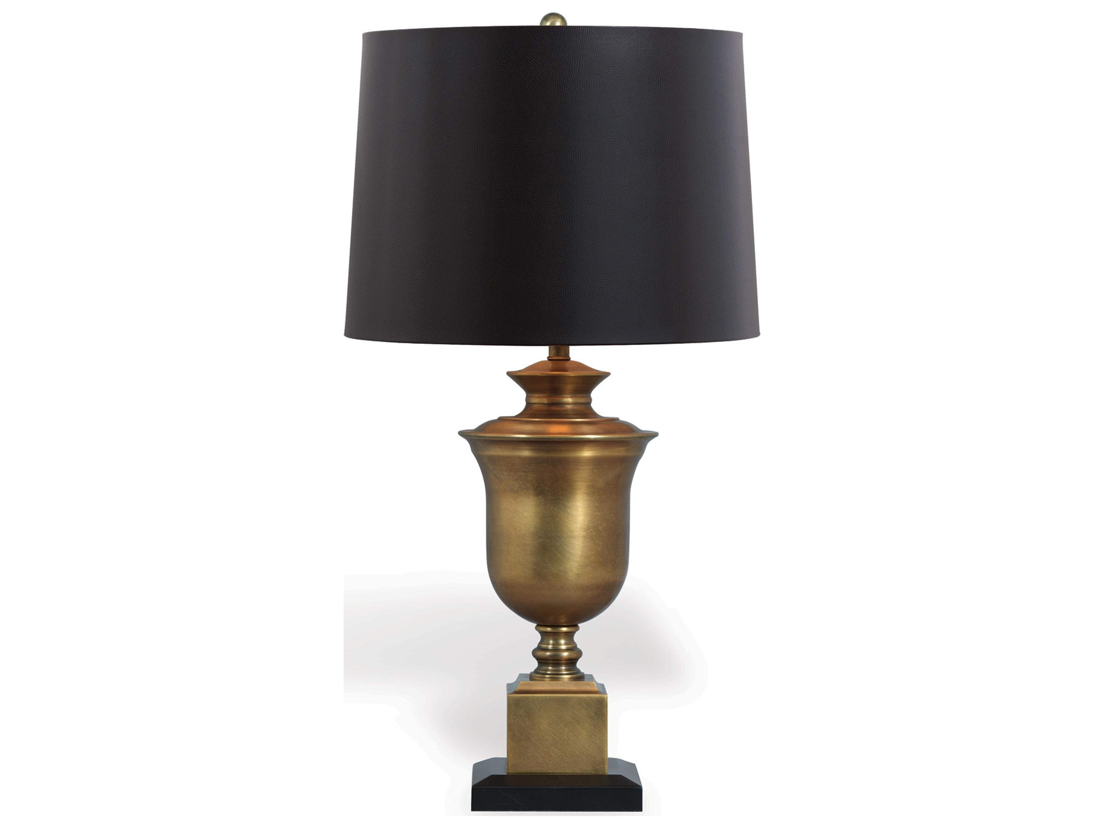 Port 68 Robertson Brass Lamp--Black Faux Lizard Shade