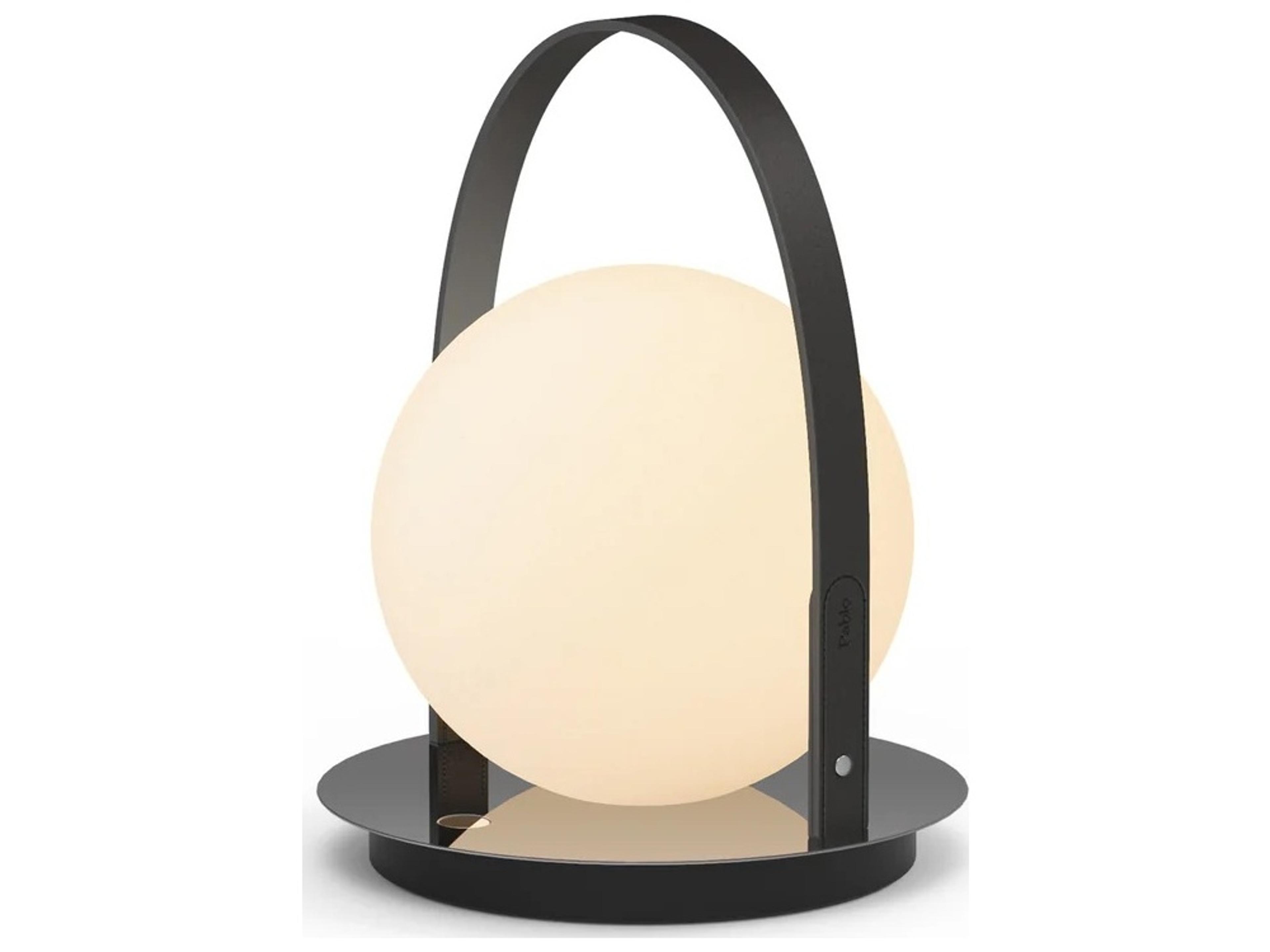 Pablo Bola Lantern Gunmetal Black Opal Glass Globe Table Lamp